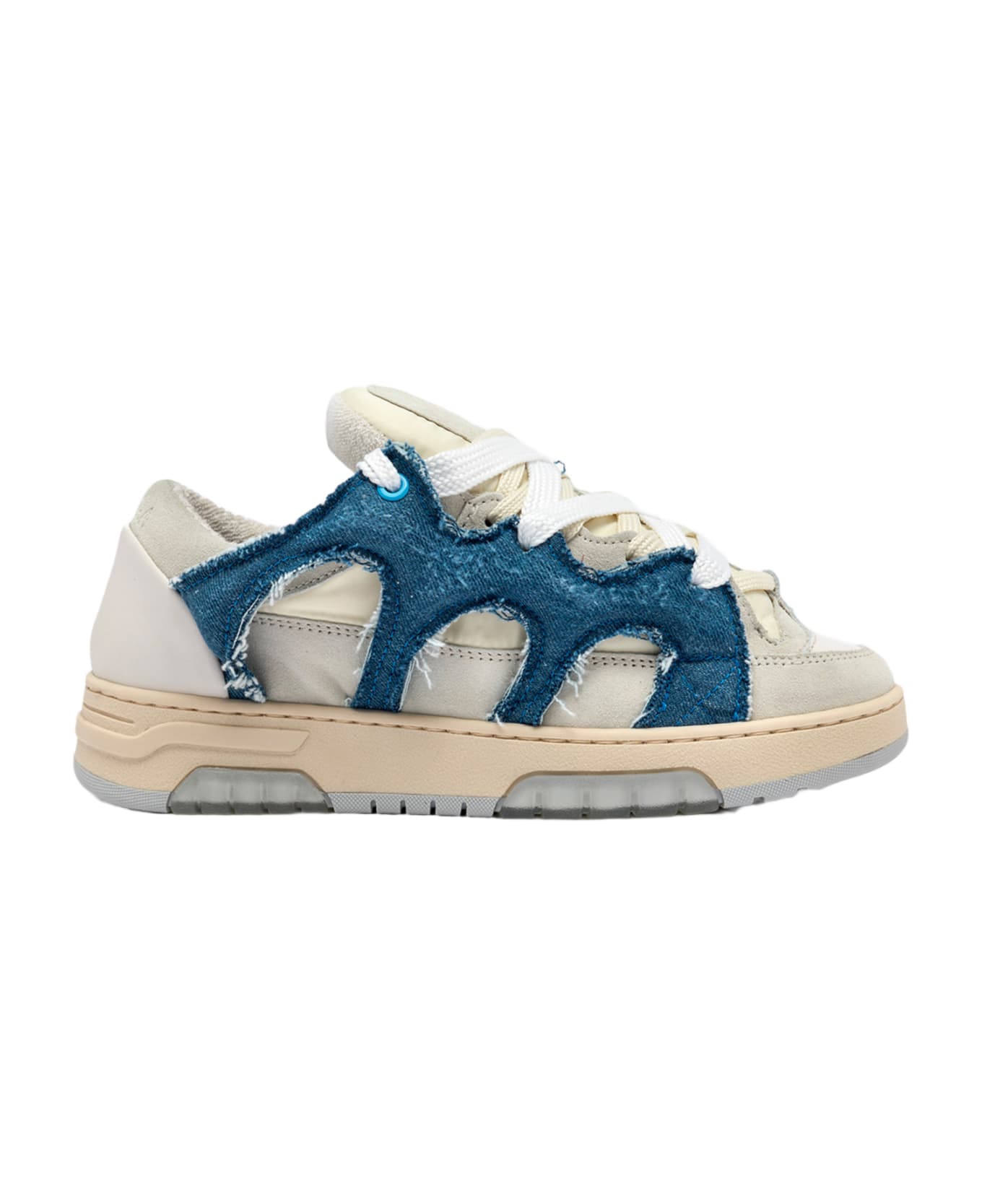 Paura Santha 1 Off white suede and blue denim low sneaker - Denim スニーカー