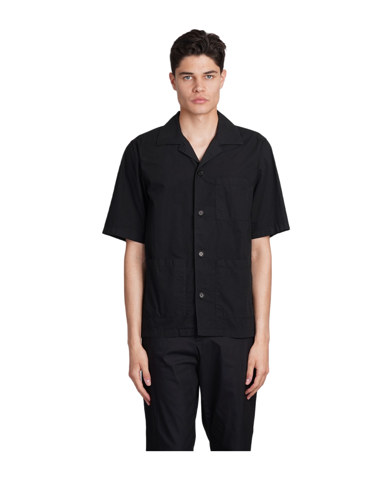 Aspesi Camicia Ago Shirt In Black Cotton - black