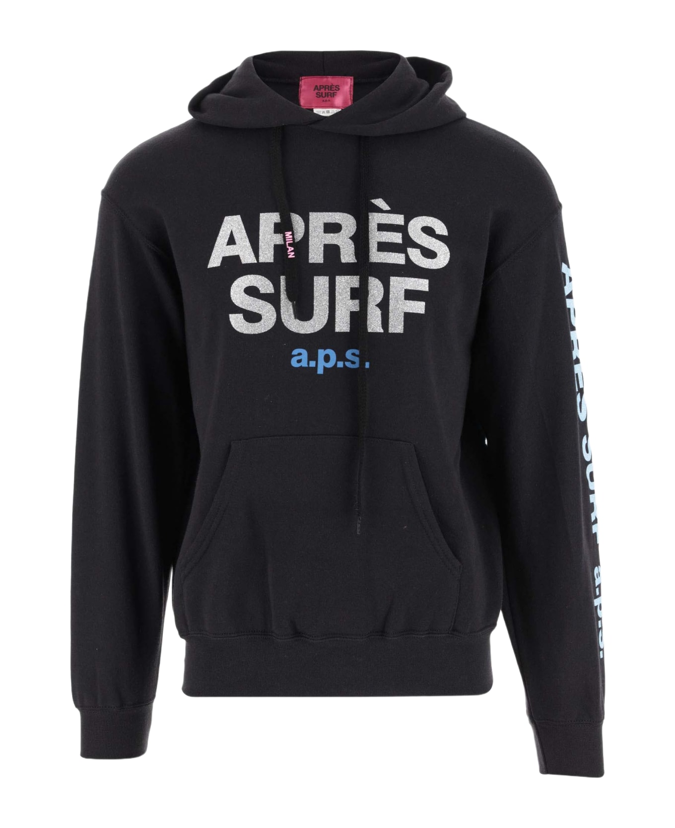 Apres Surf Glittered Logo Cotton Hoodie - Black
