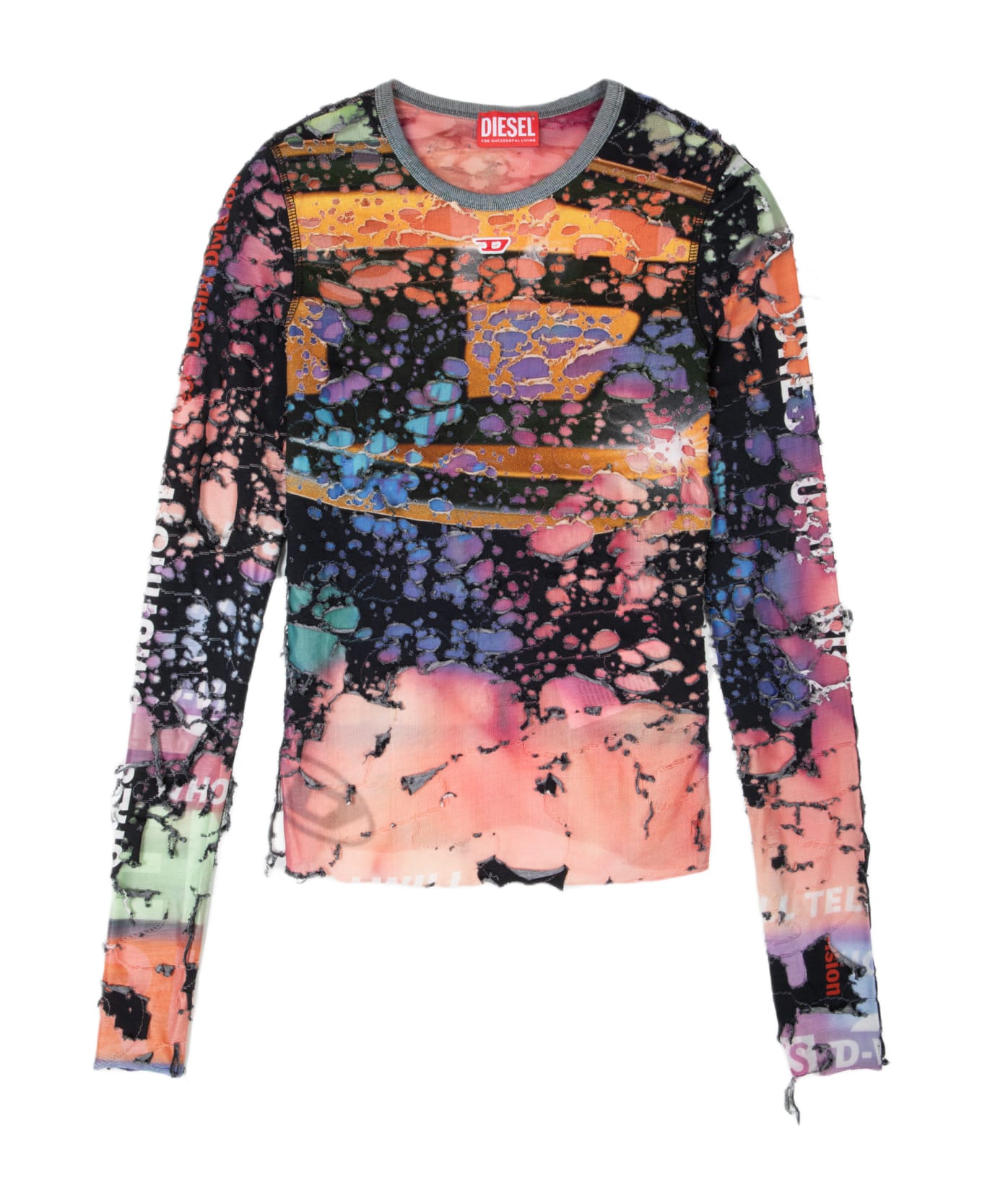 Diesel T-miley Multicolour destroyed jersey long sleeves top - T Miley - Multicolor トップス