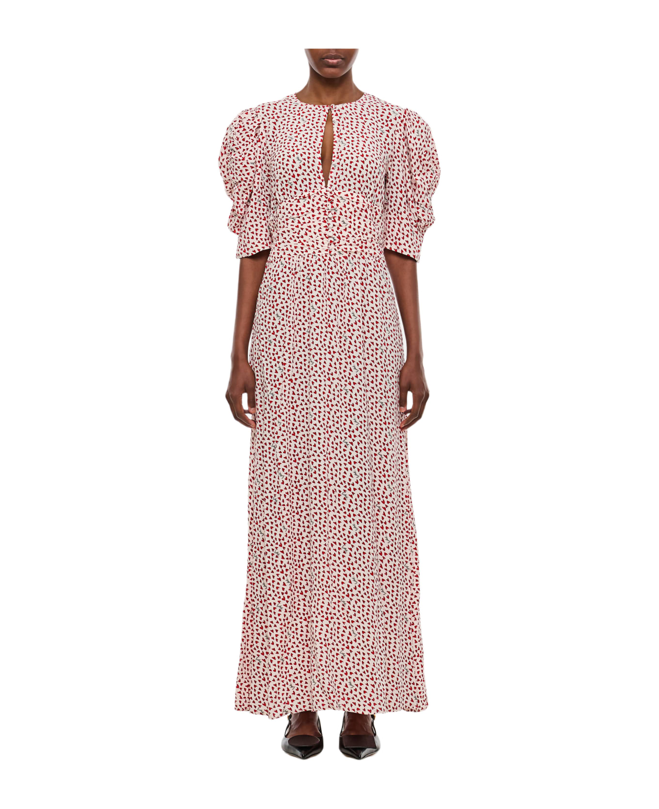 Rotate by Birger Christensen Printed Flowy Maxi Dress - Happy Hearts