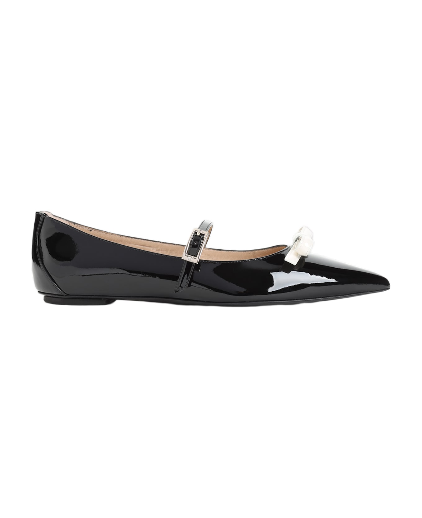 Stuart Weitzman Felicity Bow Ballerinas - R Black Cream