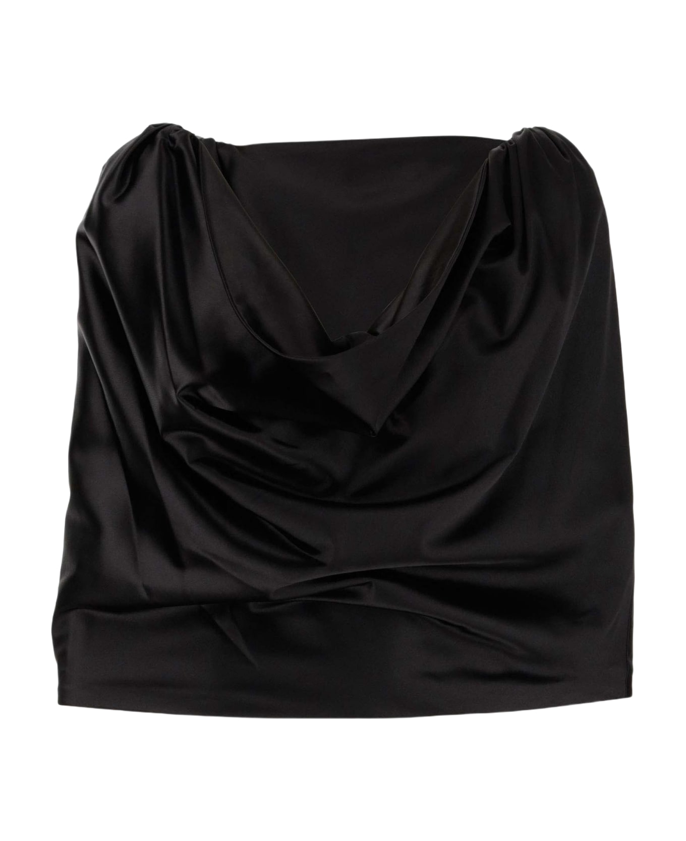 WE11 DONE Draped Satin Top - Black