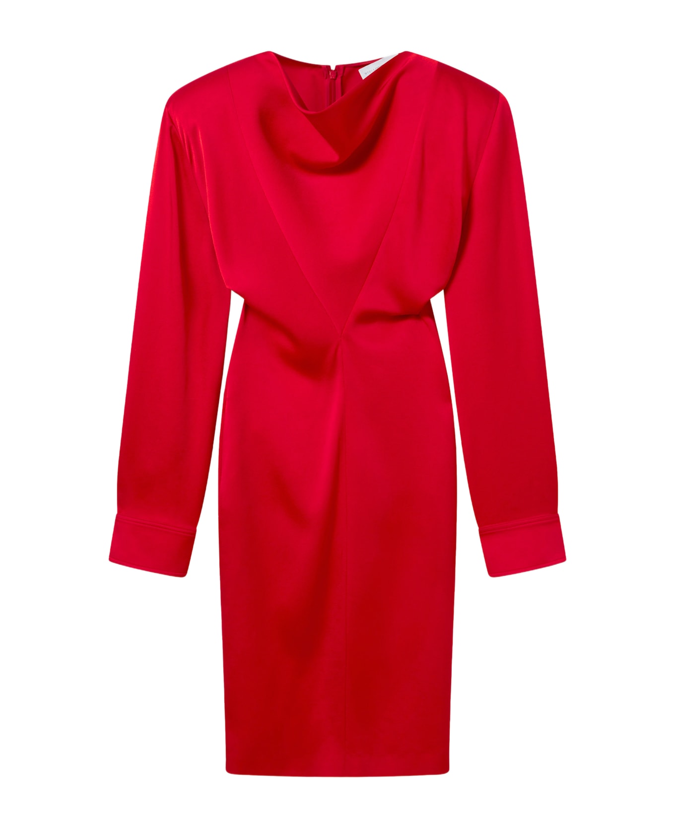 Stella McCartney Midi Dress With Ring Neckline And Long Sleeves - Red