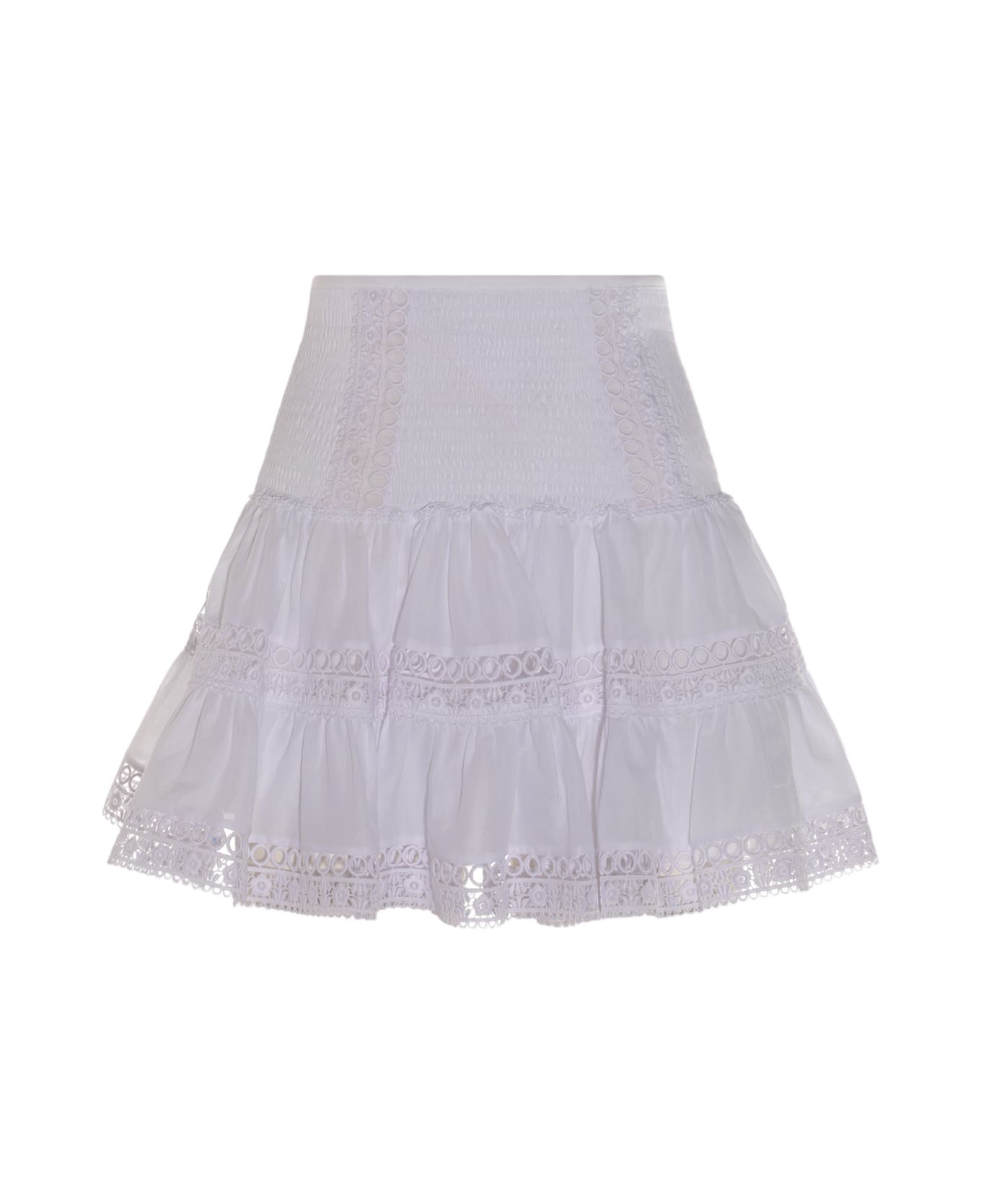 Charo Ruiz White Cotton Mini Skirt - White
