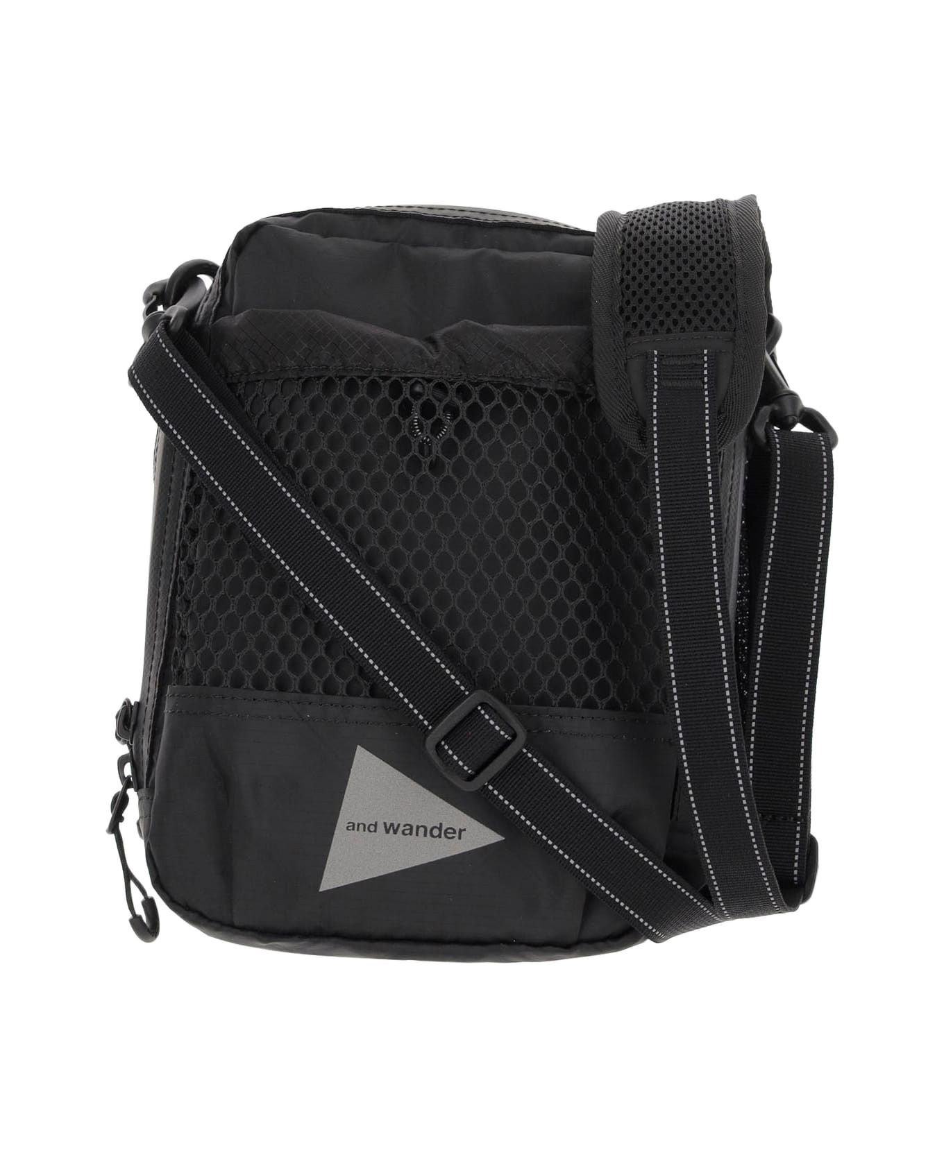 And Wander Nylon Cross Body Bag With Logo - Black