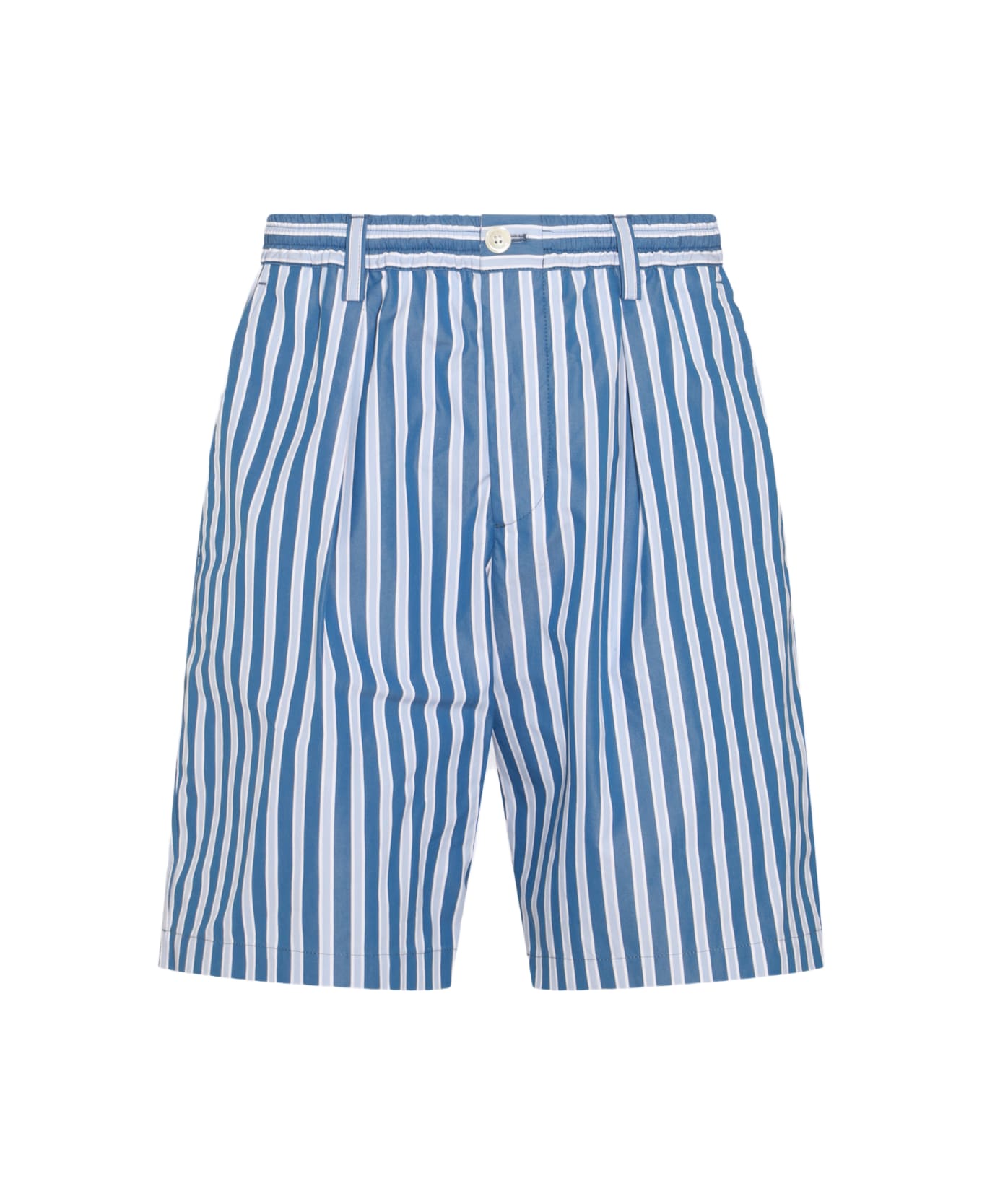 Marni White And Light Blue Cotton Shorts - OPAL