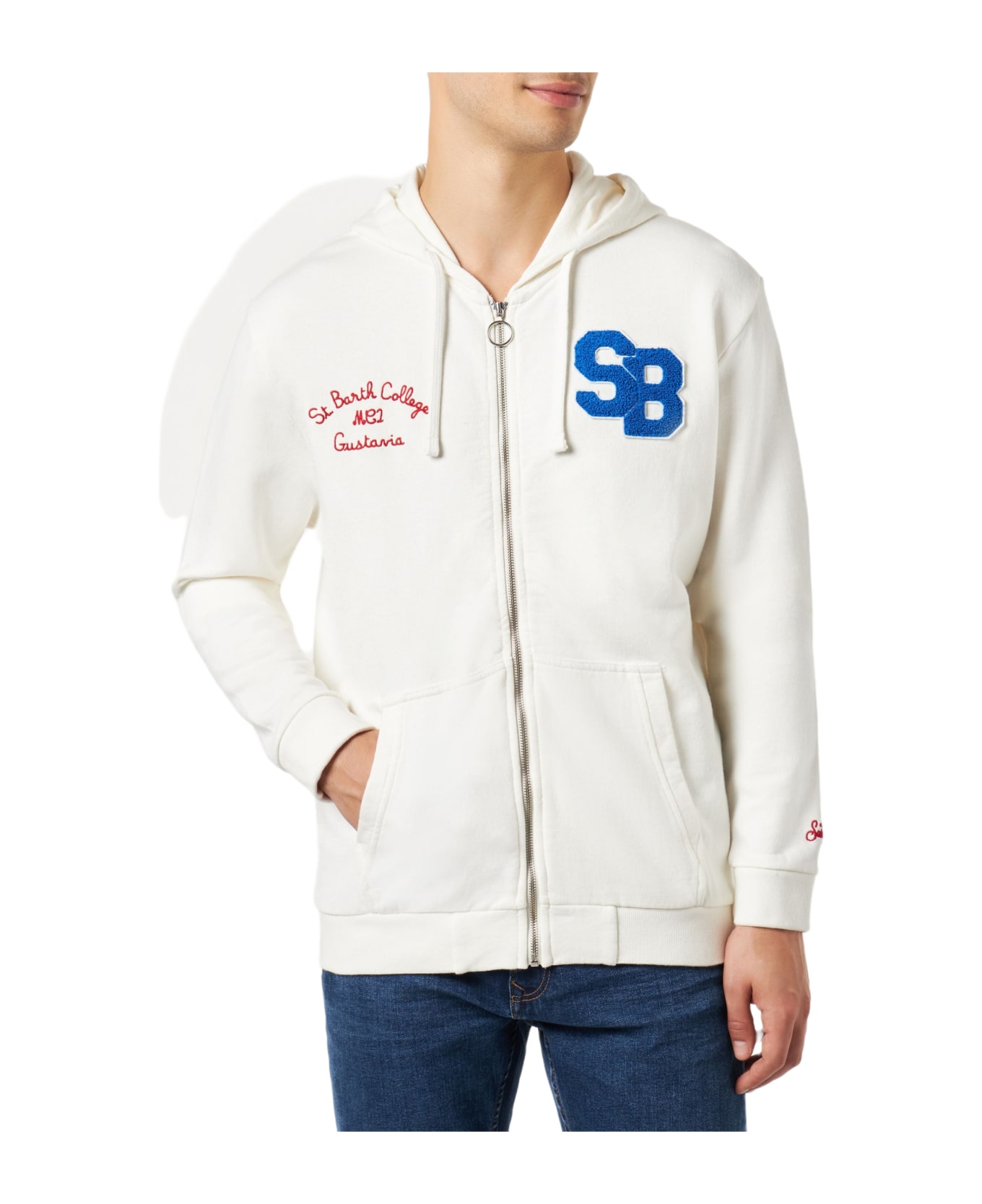 MC2 Saint Barth Man Cotton Sweatshirt With Patch And Embroidery