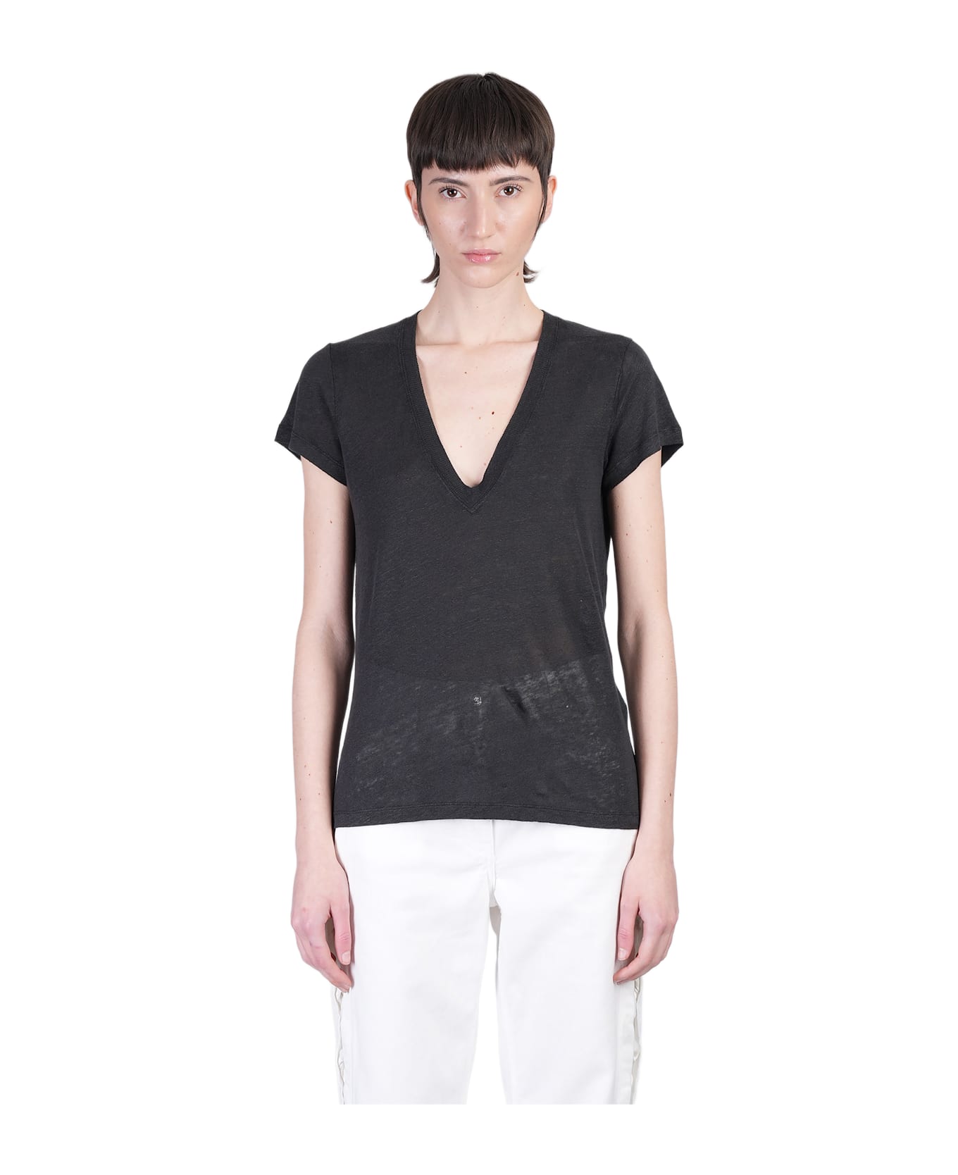 IRO Rodeo T-shirt In Black Linen - black