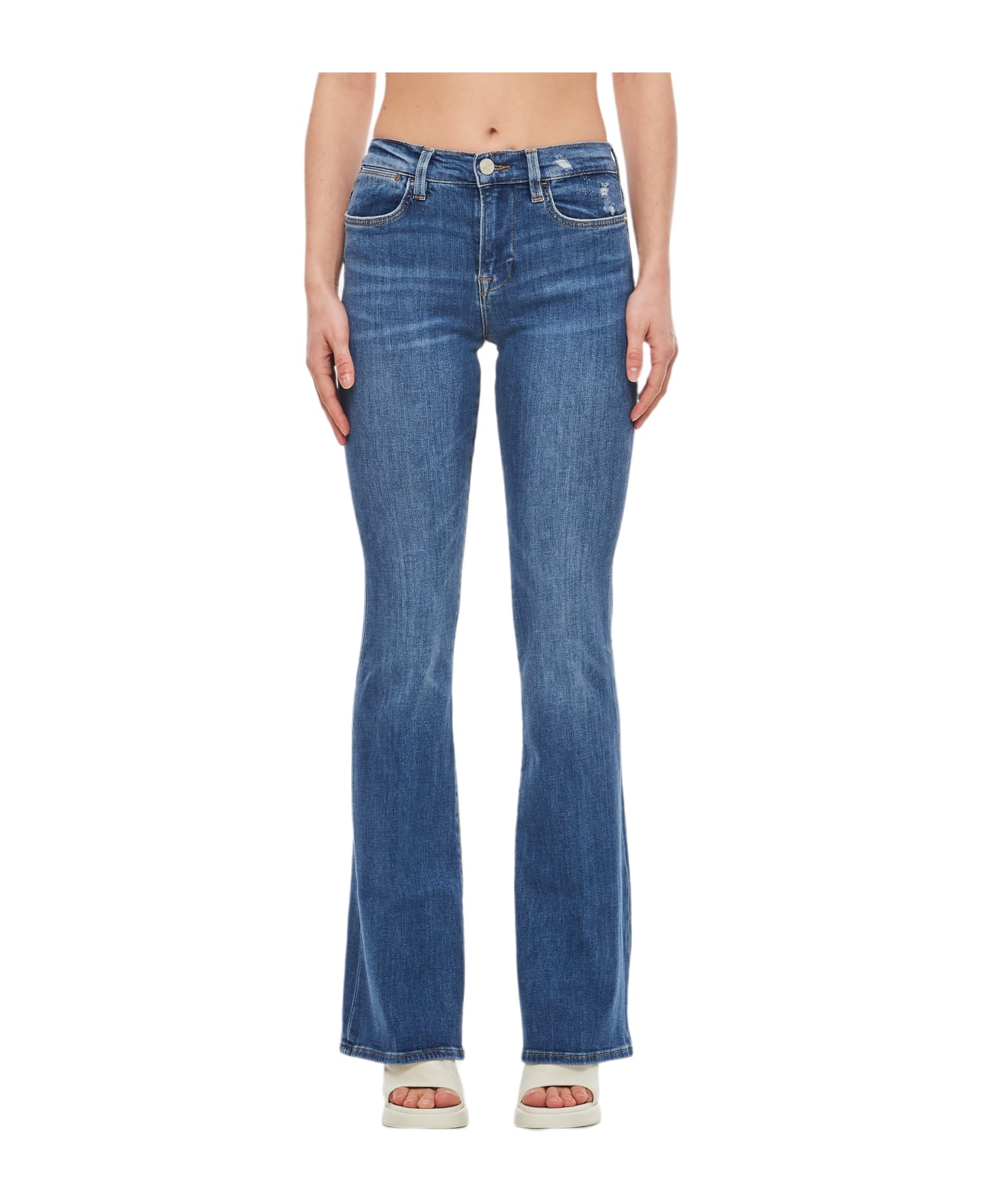 Frame Le High Flare Cotton Jeans - Blue