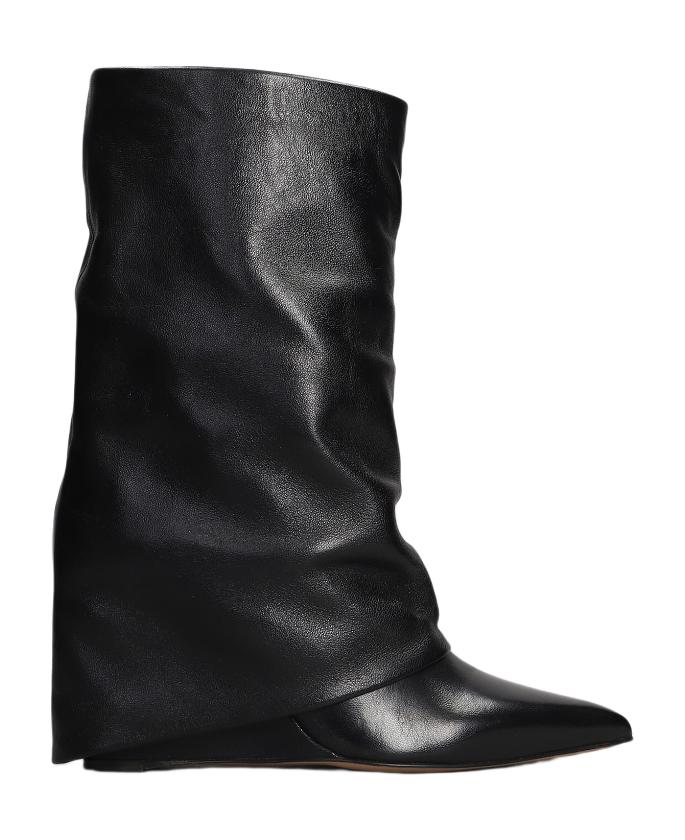 The Seller Ankle Boots Inside Wedge In Black Leather - black