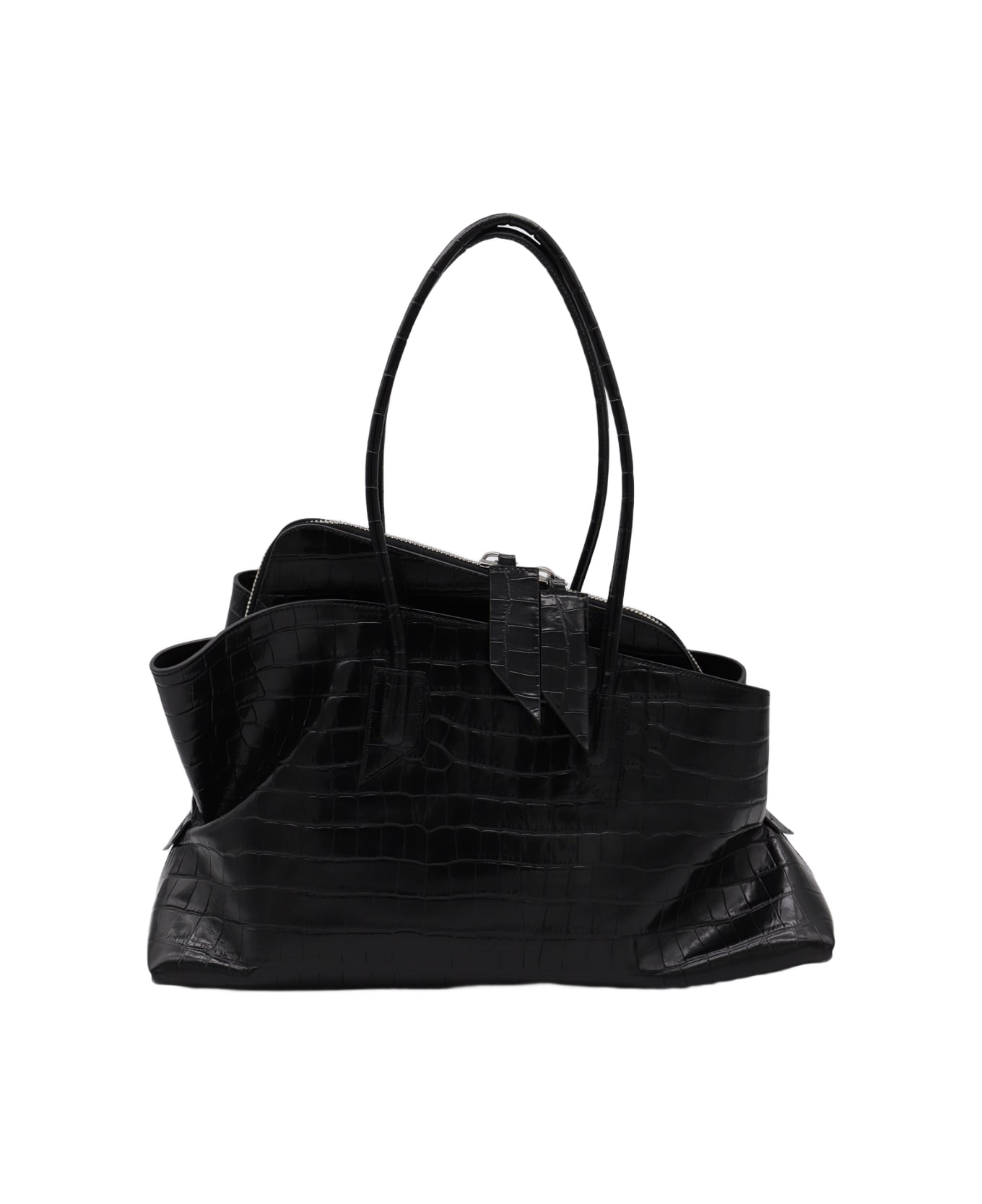 The Attico Black Leather La Passeggiata Medium Shoulder Bag - Black