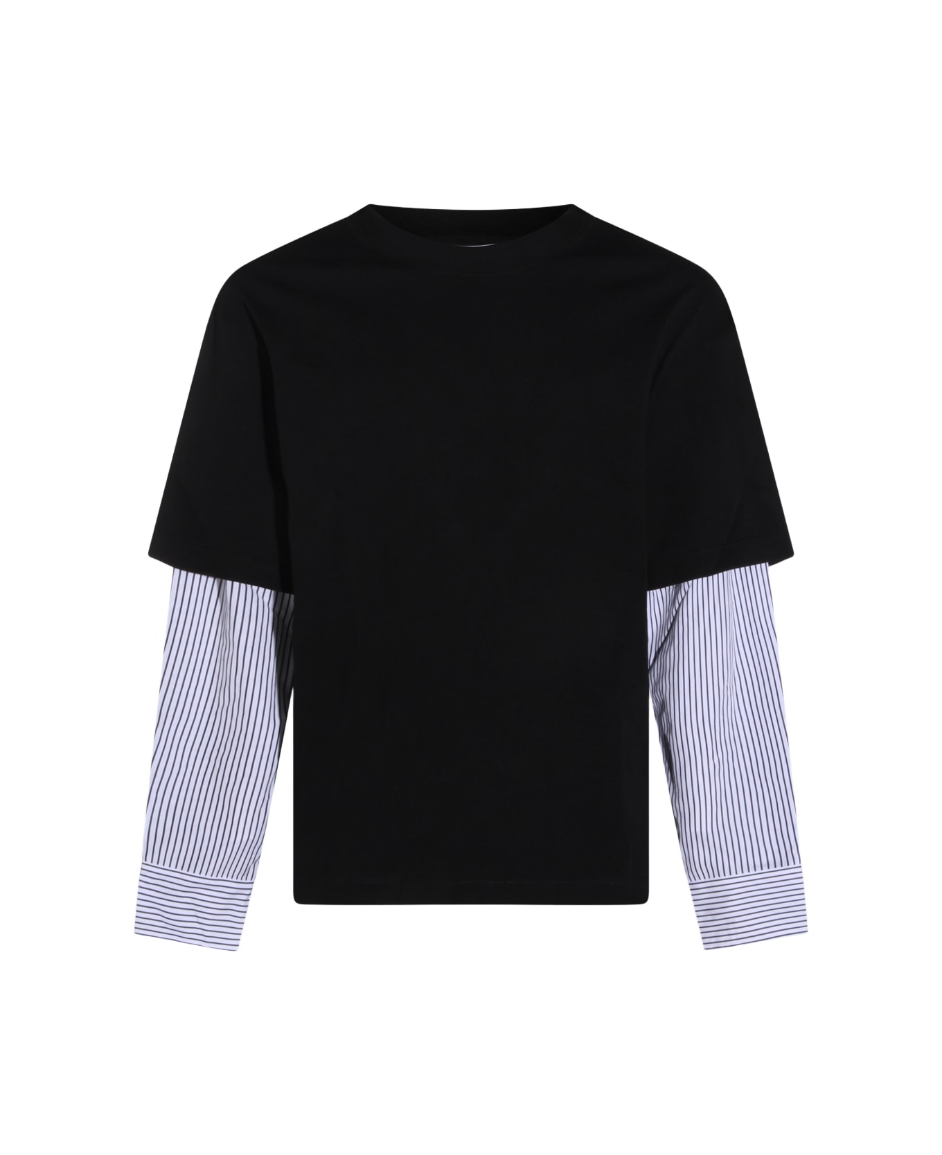 Jil Sander Black And White Cotton T-shirt - Black