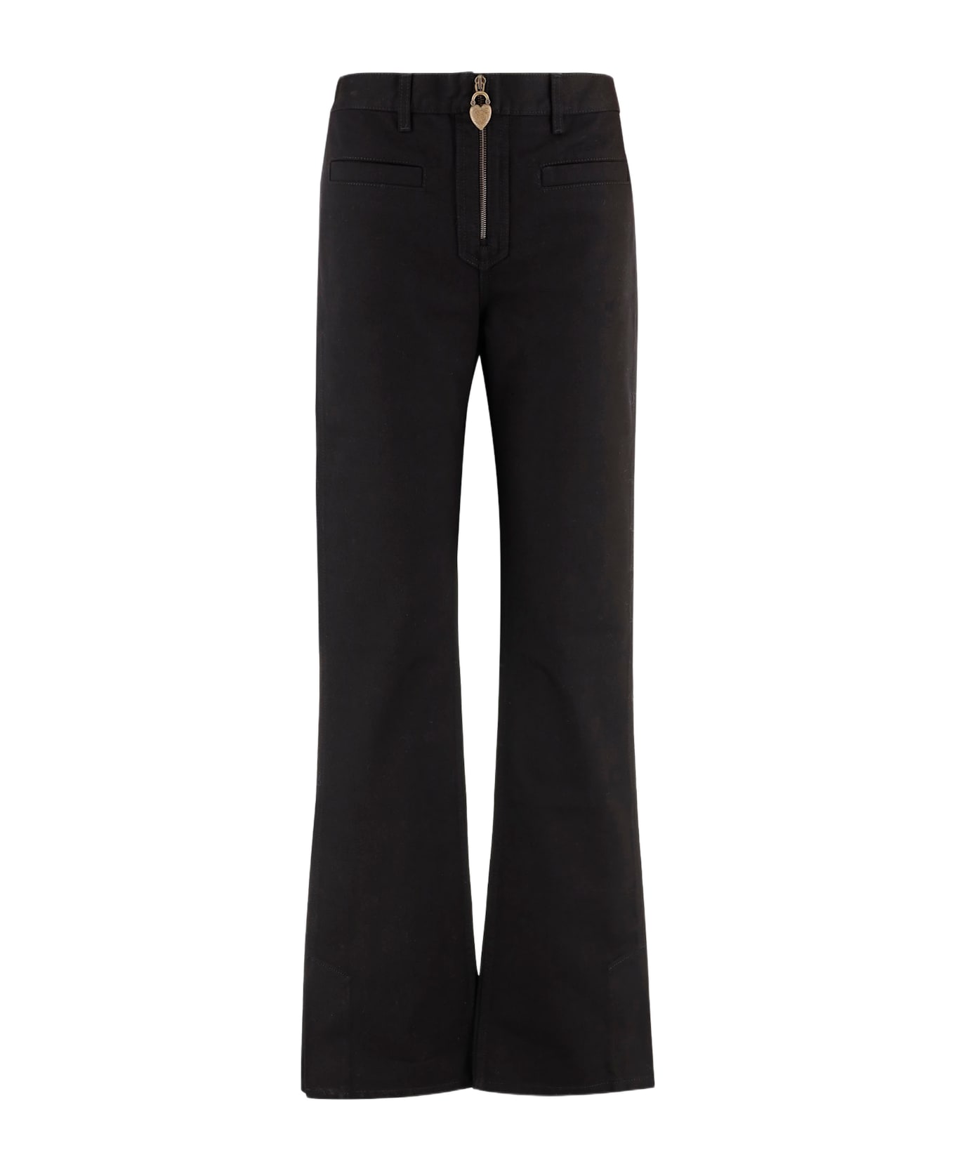 Chloé Cotton Trousers With Front Zip - Black