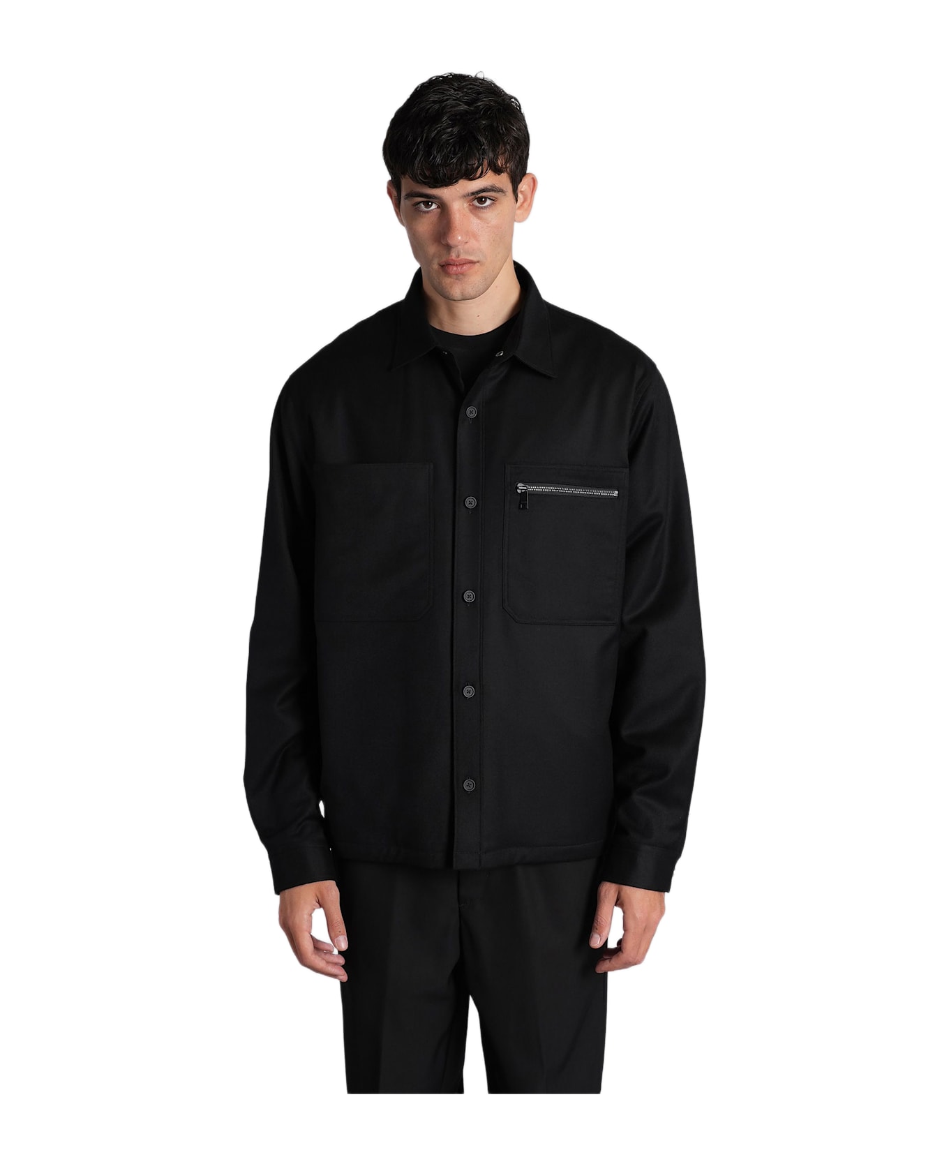 Zegna Casual Jacket In Black Wool - black