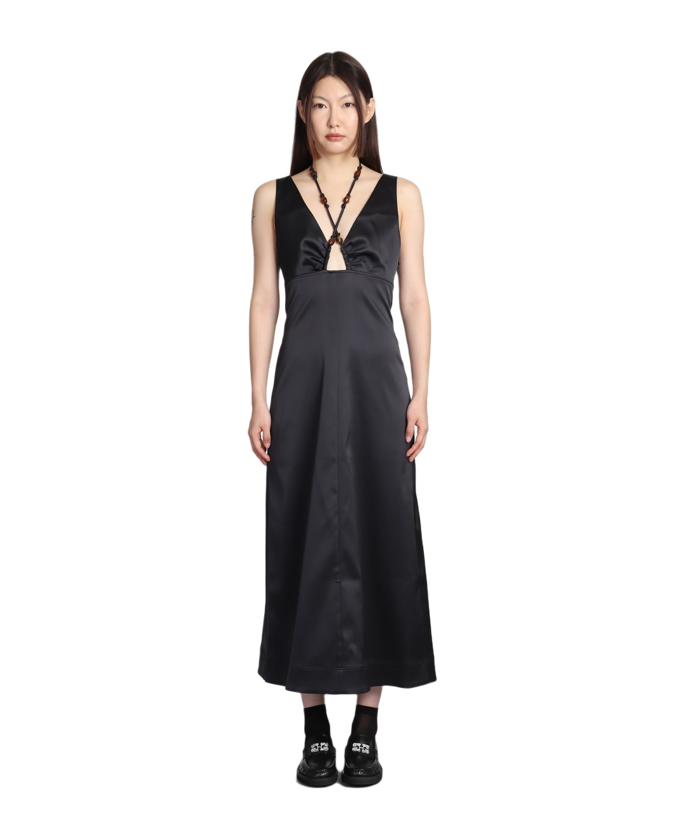 Ganni Dress In Black Polyester - black ワンピース＆ドレス