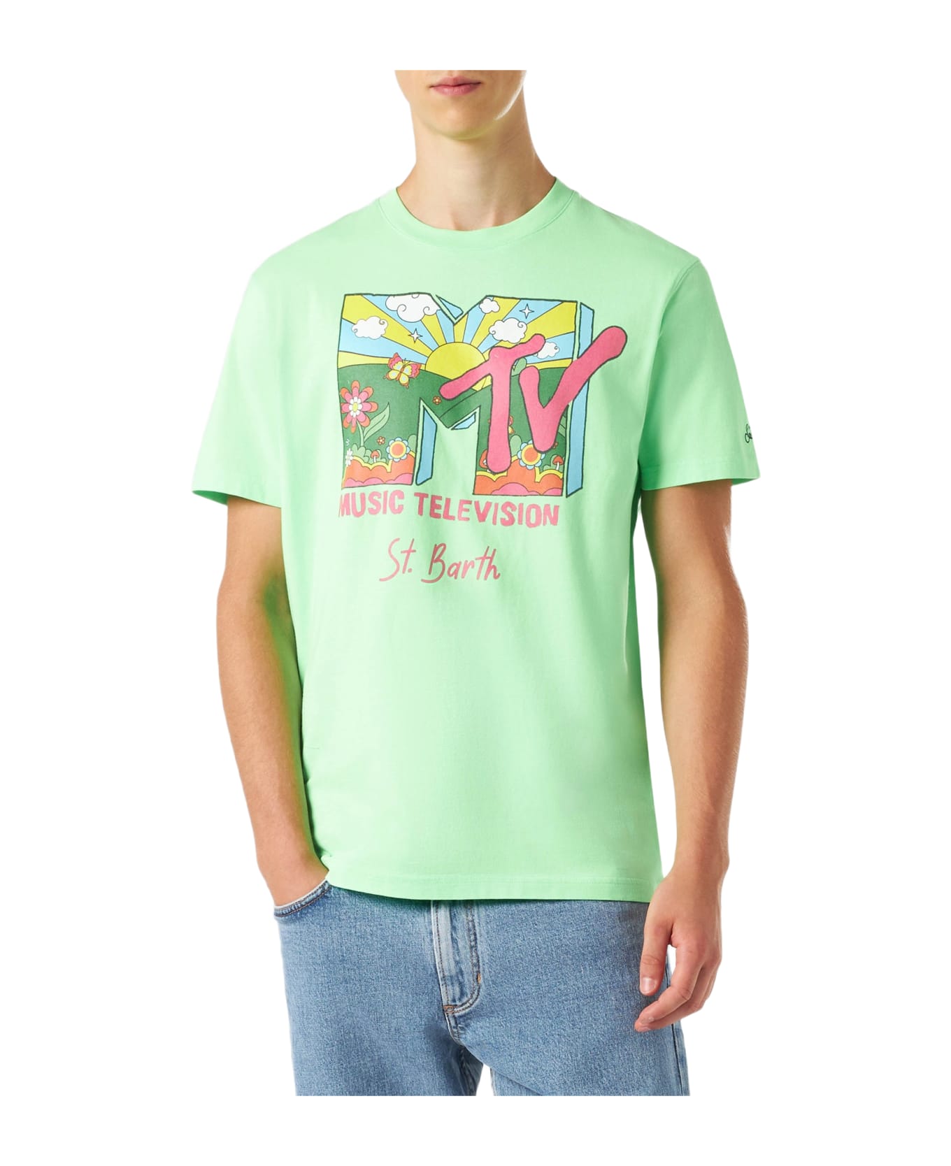 MC2 Saint Barth Man T-shirt With Mtv Front Print | Mtv© Special Edition - GREEN