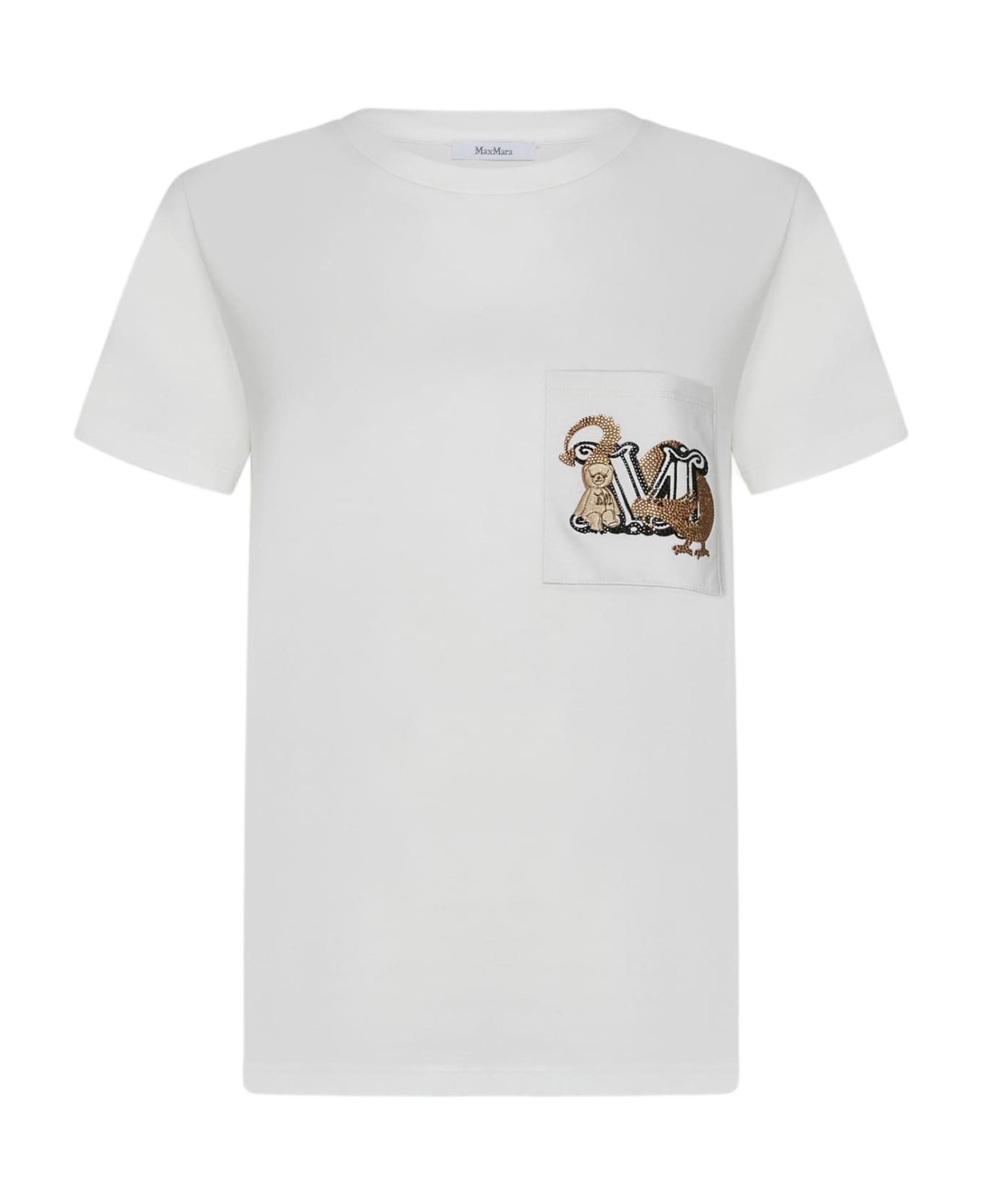Max Mara Elmo Logo Cotton T-shirt - White