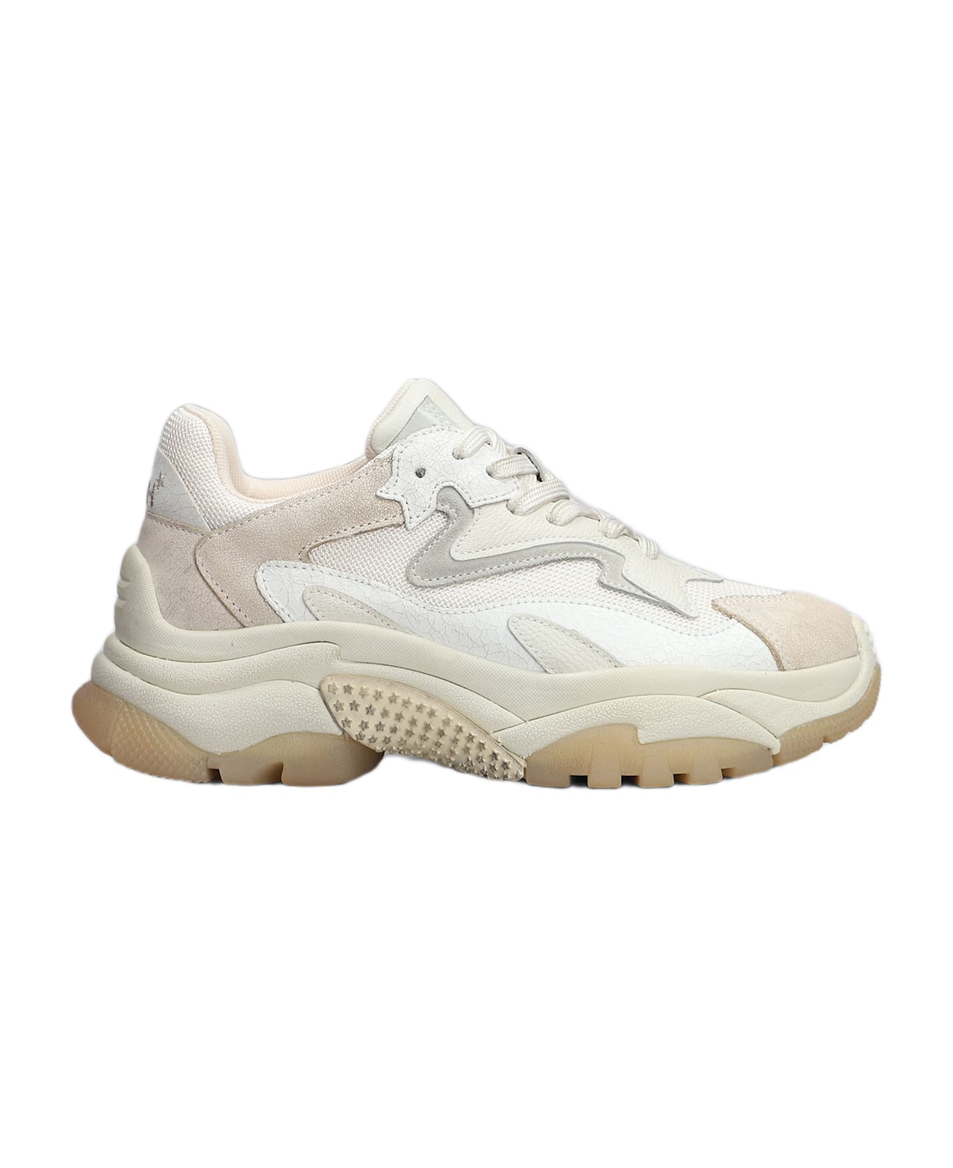 Ash Addict Sneakers In Beige Leather And Fabric - beige