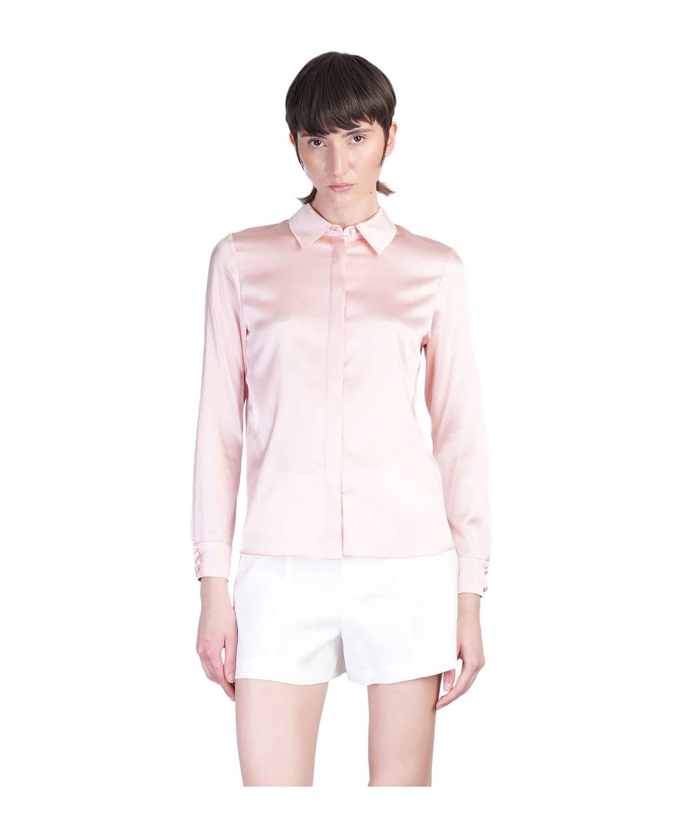 Alice + Olivia Willa Shirt In Rose-pink Silk - rose-pink