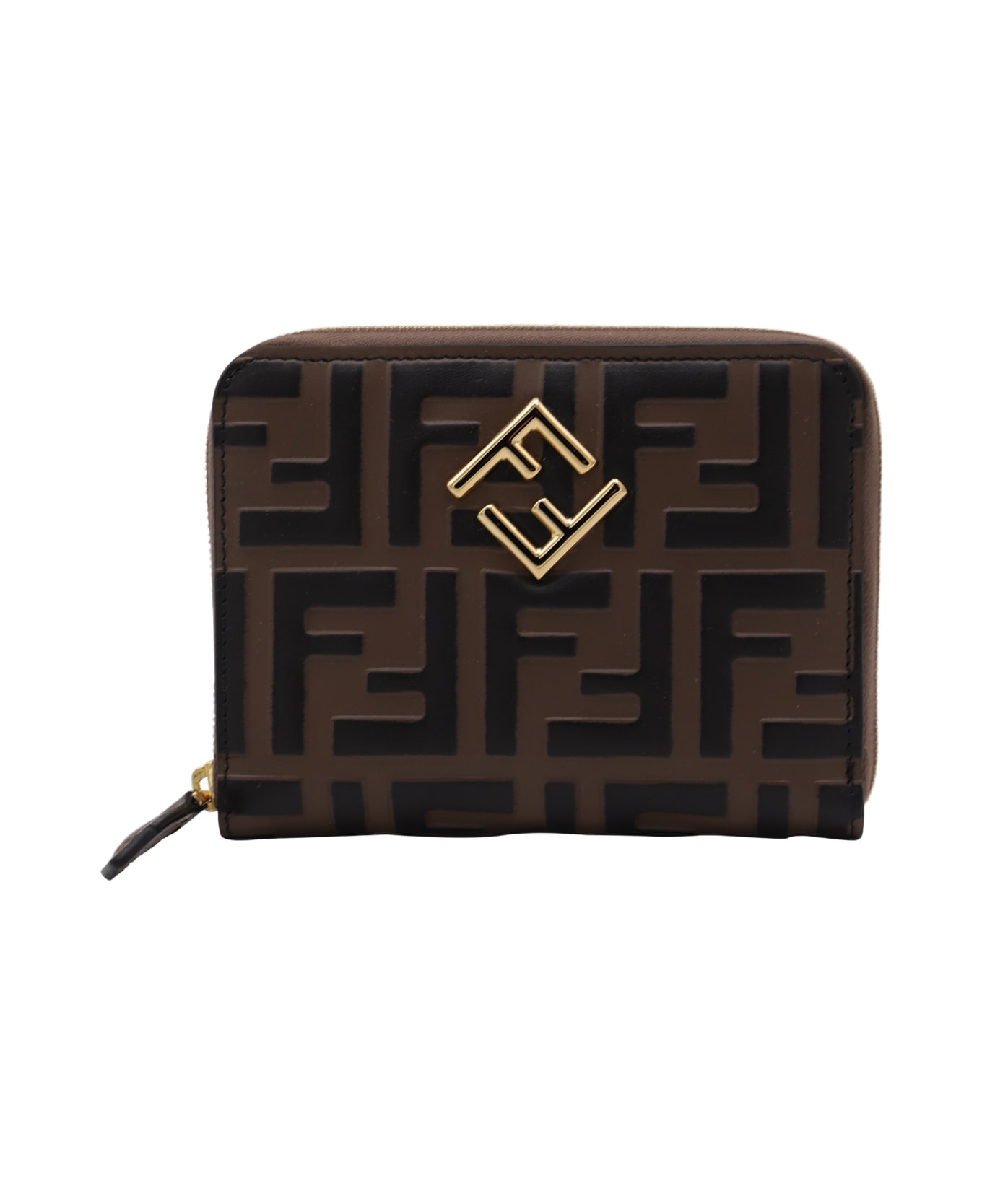 Fendi Black And Brown Leather Wallet - Brown