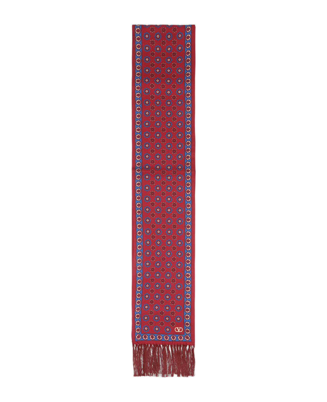 Valentino Garavani Silk Scarf - Rdm Rosso Bluette Crema Avorio