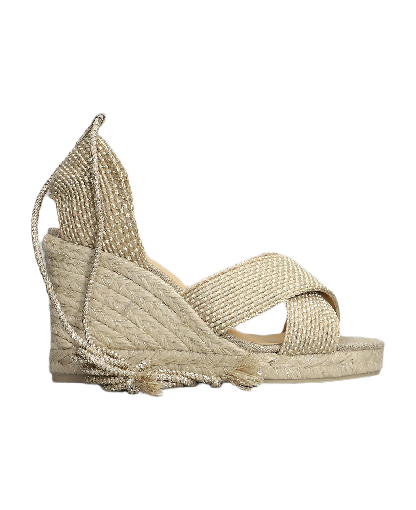 Castañer Becca-8-256 Wedges In Gold Fabric - gold
