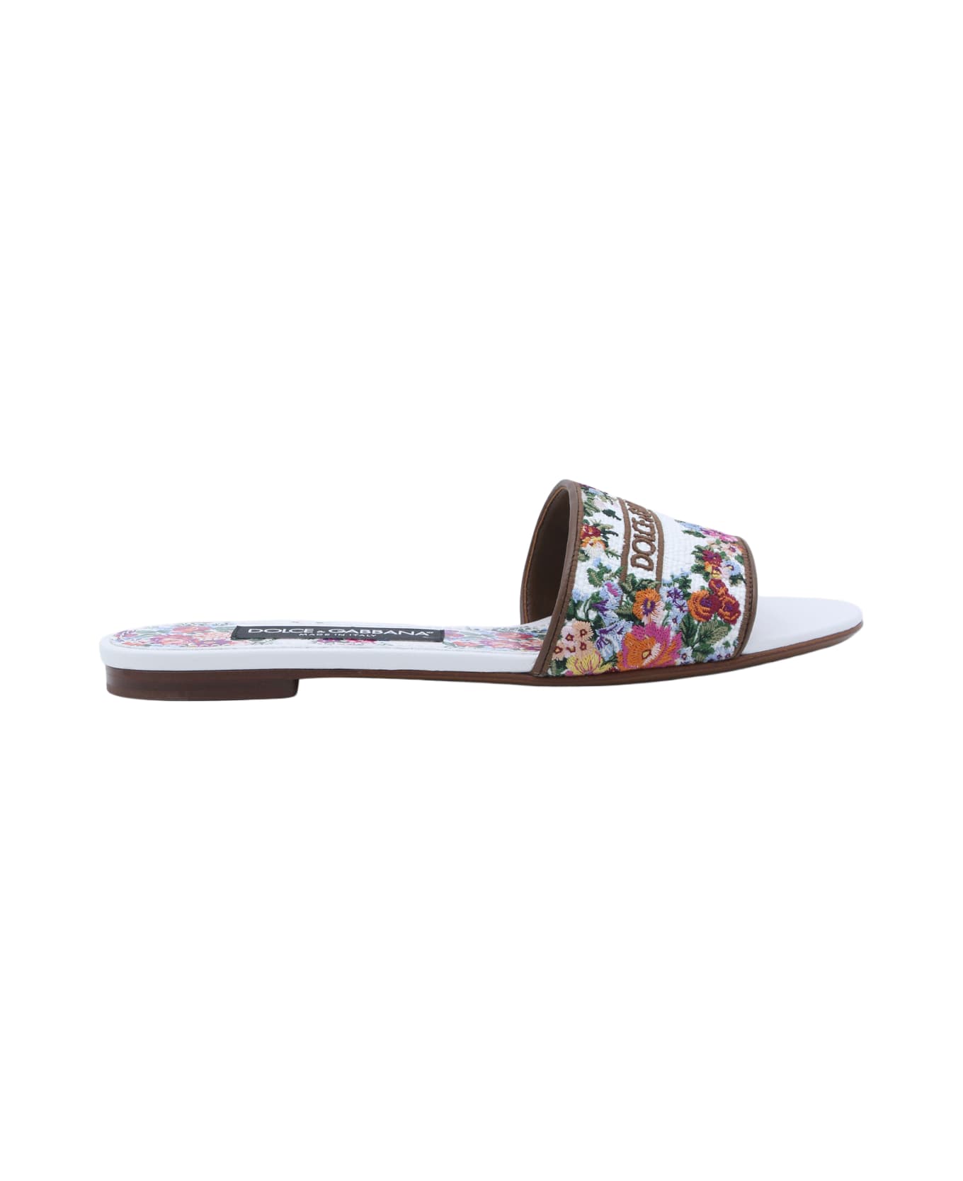 Dolce & Gabbana Multicolor Leather Flat - BIANCO MULTI