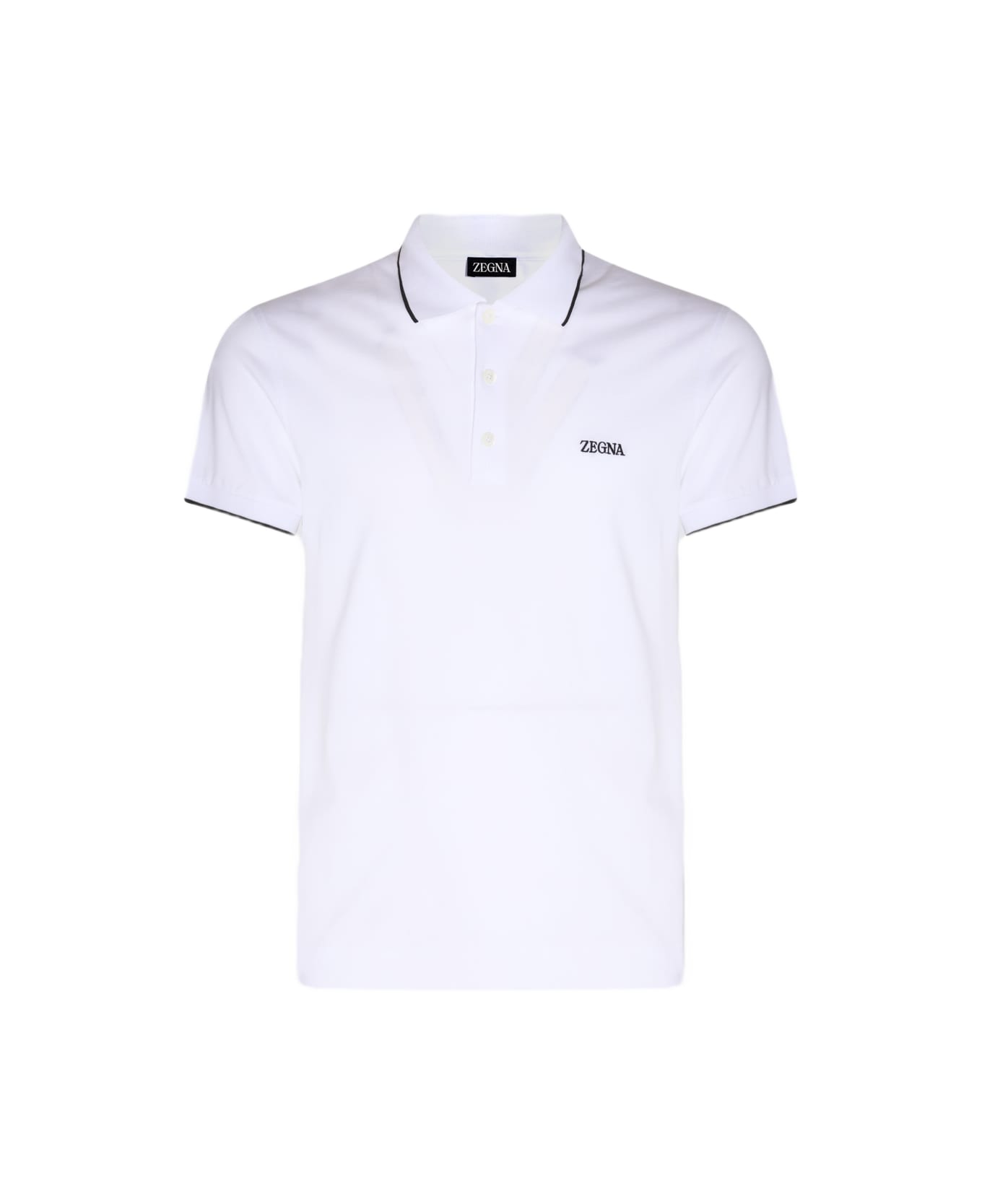 Zegna White And Black Cotton Polo Shirt - White
