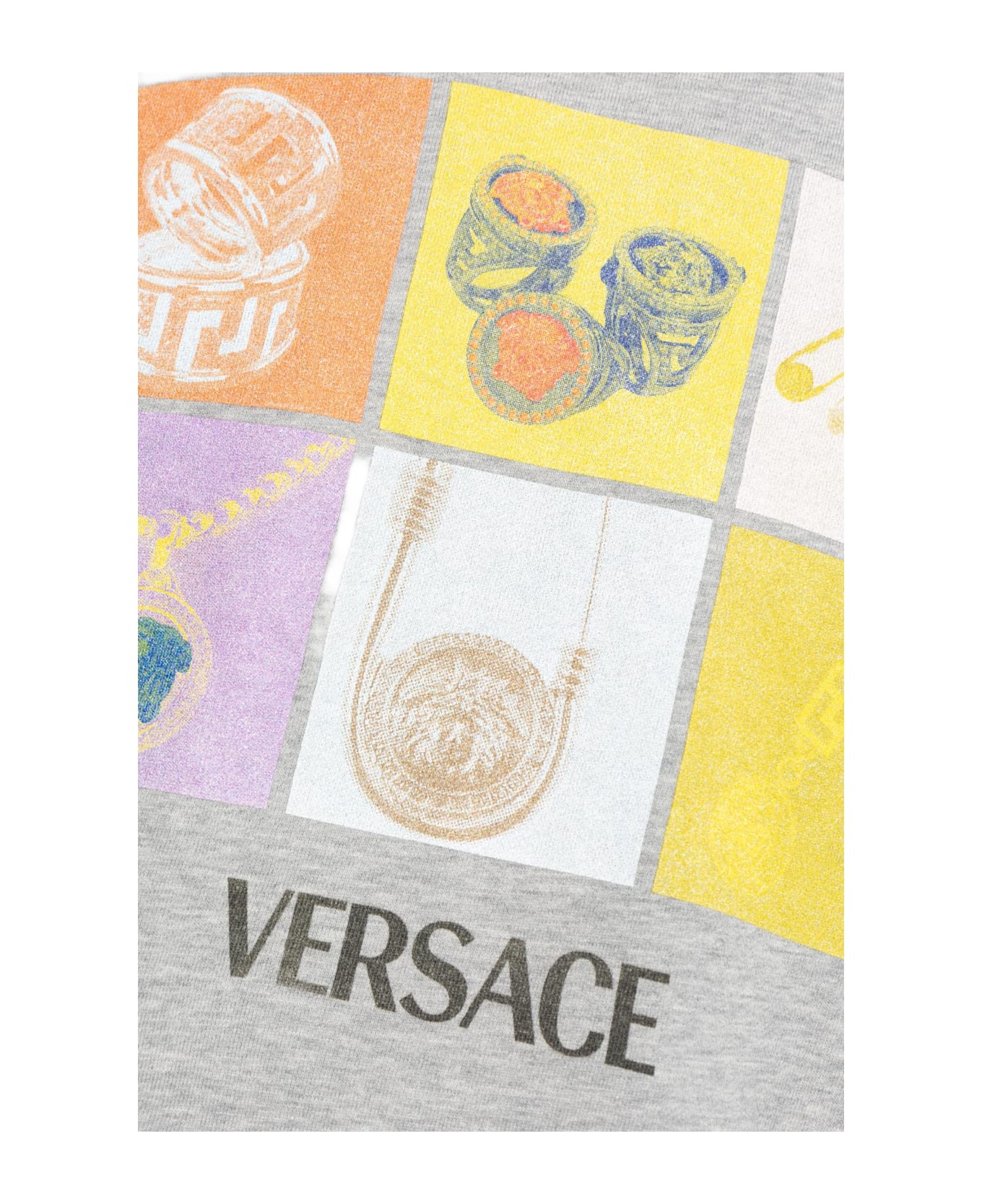 Versace Printed Sweatshirt - LIGHT GRAY MELANGE+PRINT