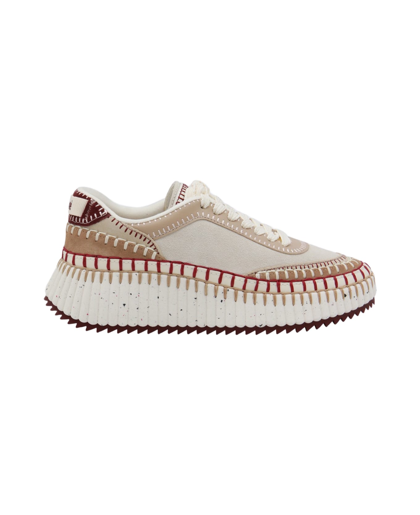 Chloé Beige And Red Nama Sneakers - BEIGE/PURPLE