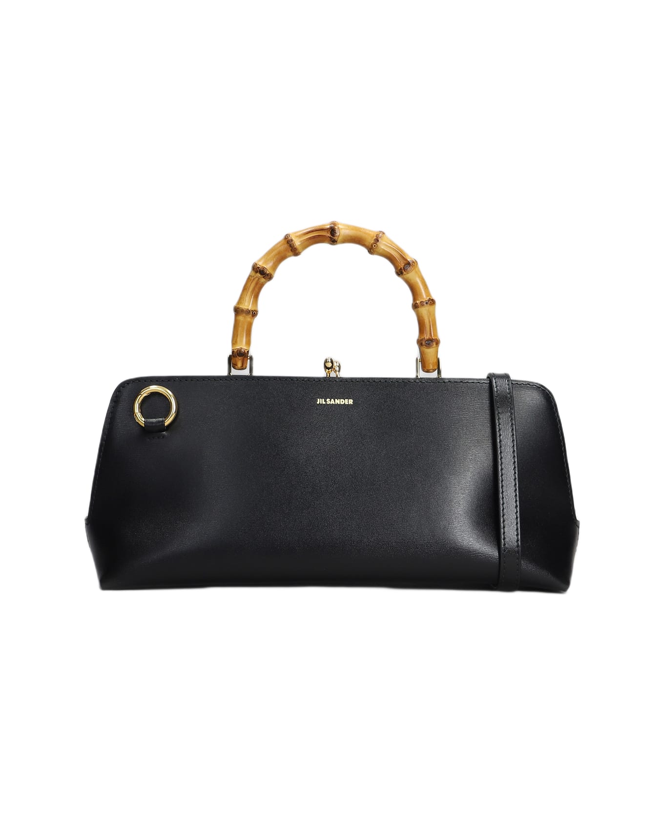 Jil Sander Gojii Bambo Hand Bag In Black Leather - black