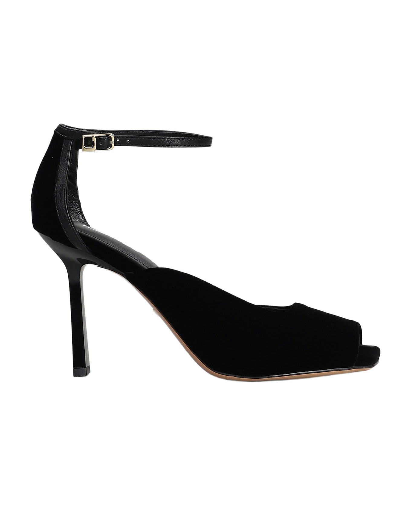 Lola Cruz Sandals In Black Velvet - black