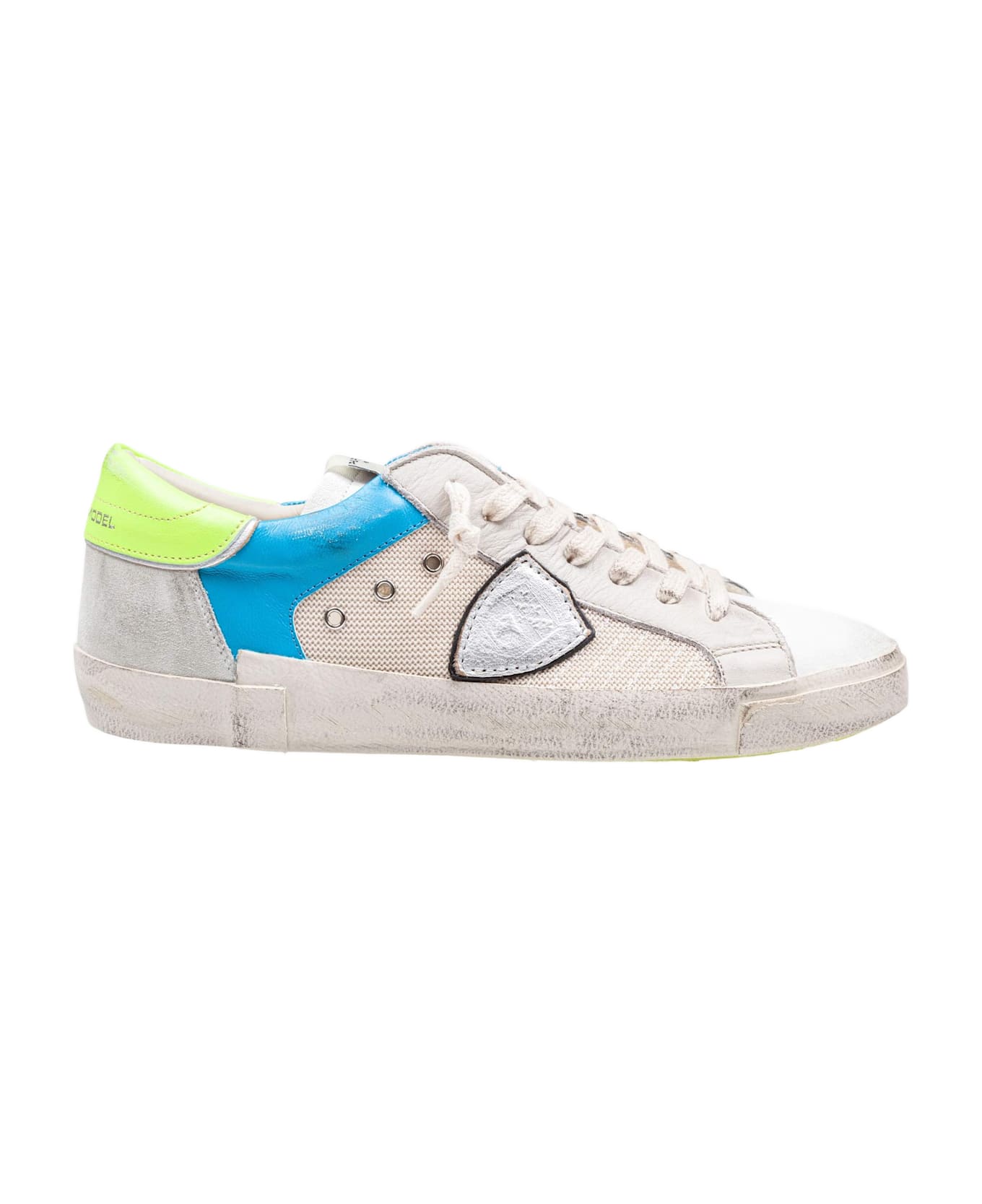 Philippe Model Sneakers Prsx In Fabric And Leather Color White And Fluorescent Yellow - Beige jaune