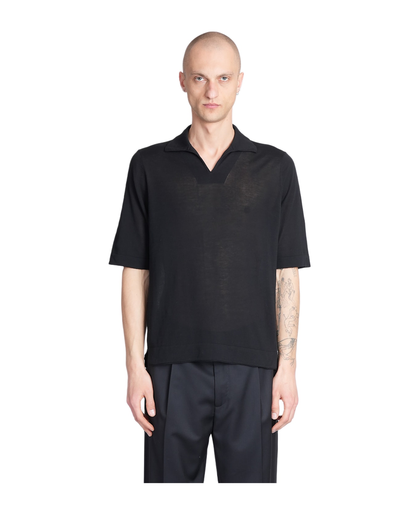 Ballantyne Polo In Black Cotton - black