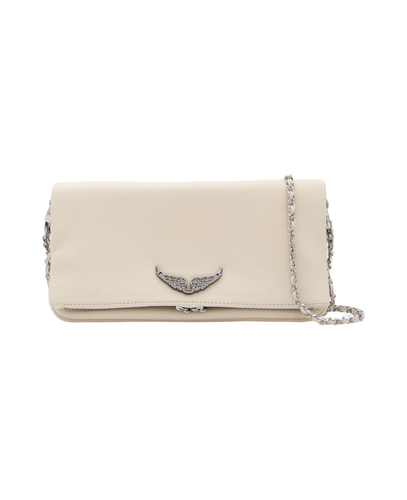 Zadig 
Voltaire White Leather Rock Nano Shoulder Bag - FLASH
