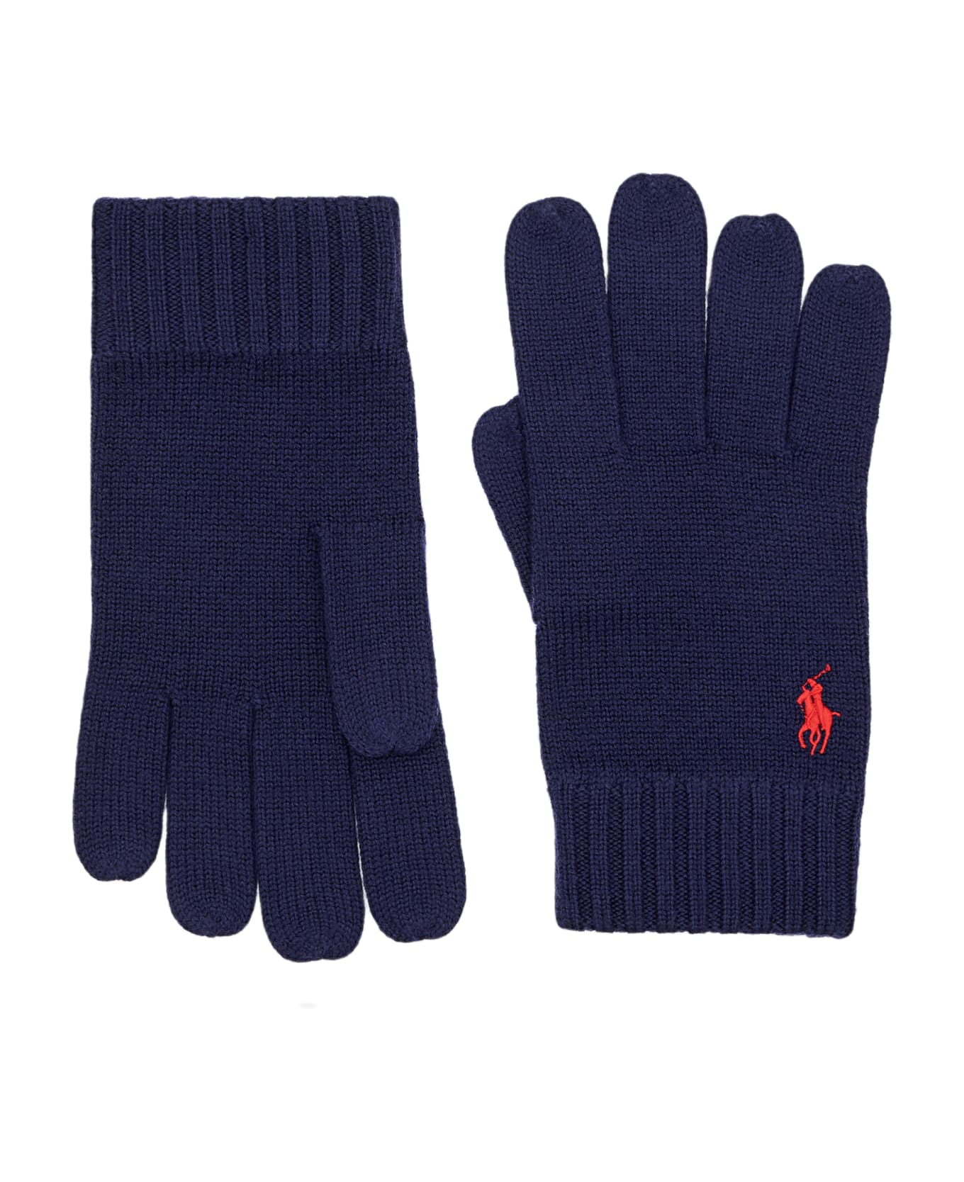 Mens Blue Stripe Polo Shirt Signature Pony Knit Touch Gloves - Blue