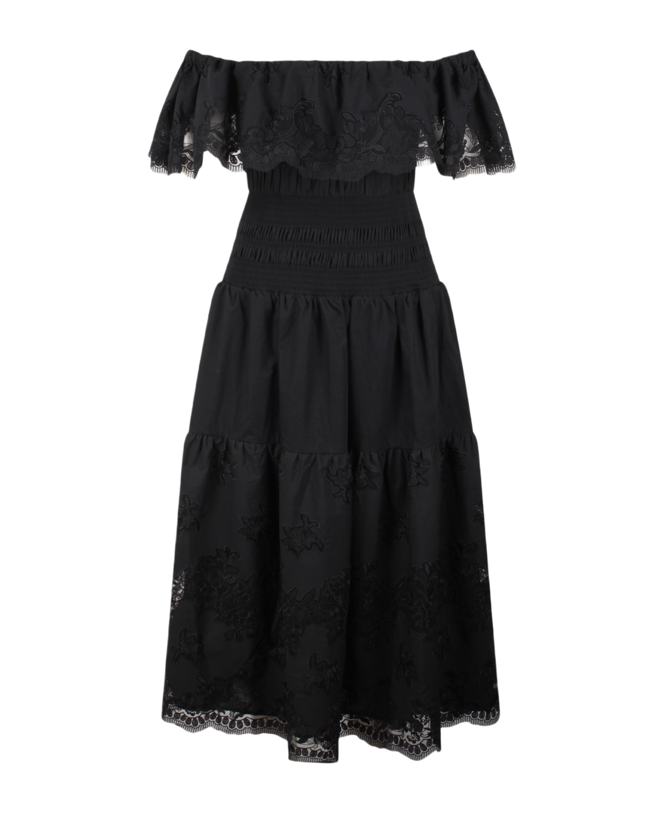 self-portrait Black Cotton Dress - Black