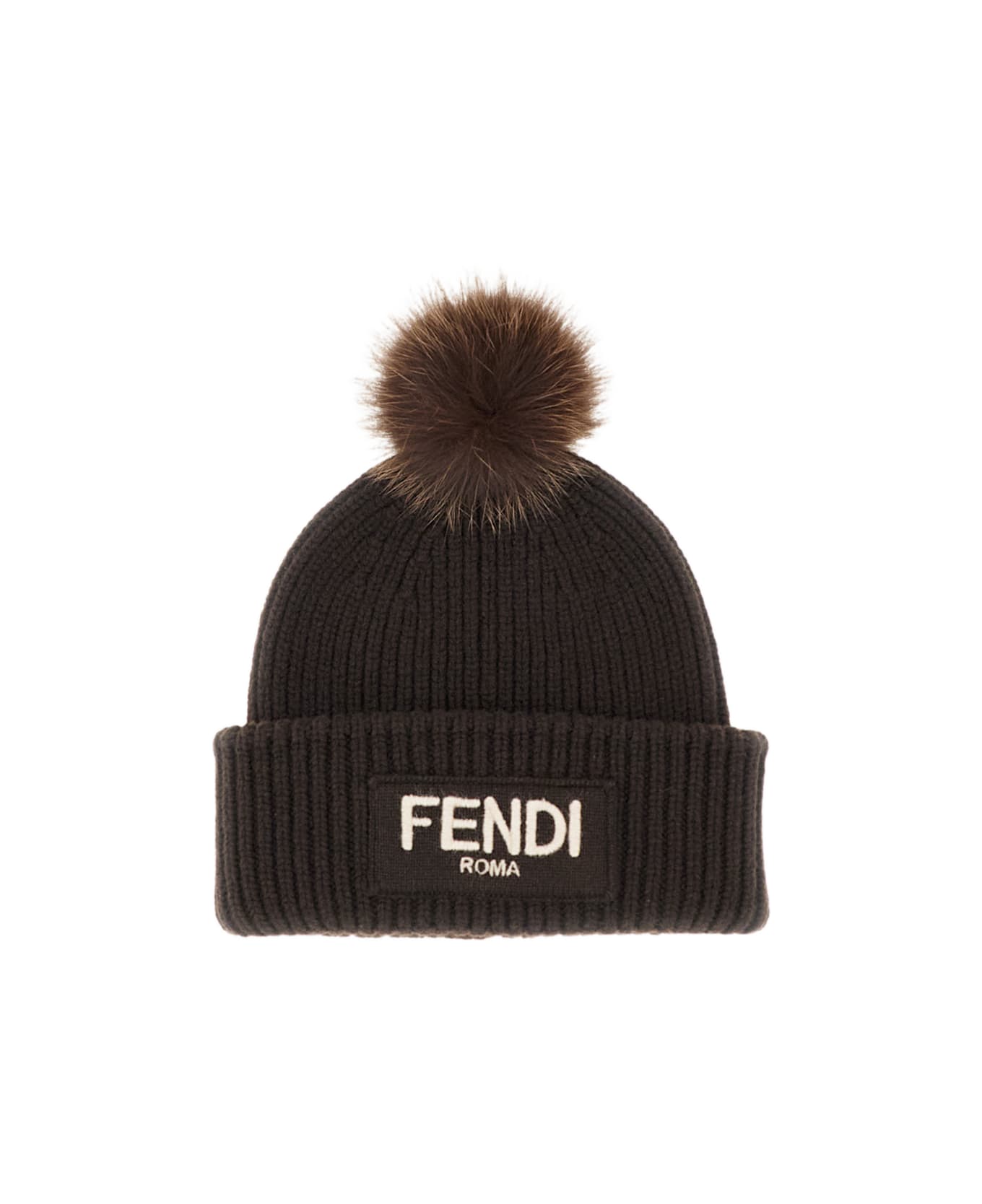 Fendi Pompon Beanie - Brown