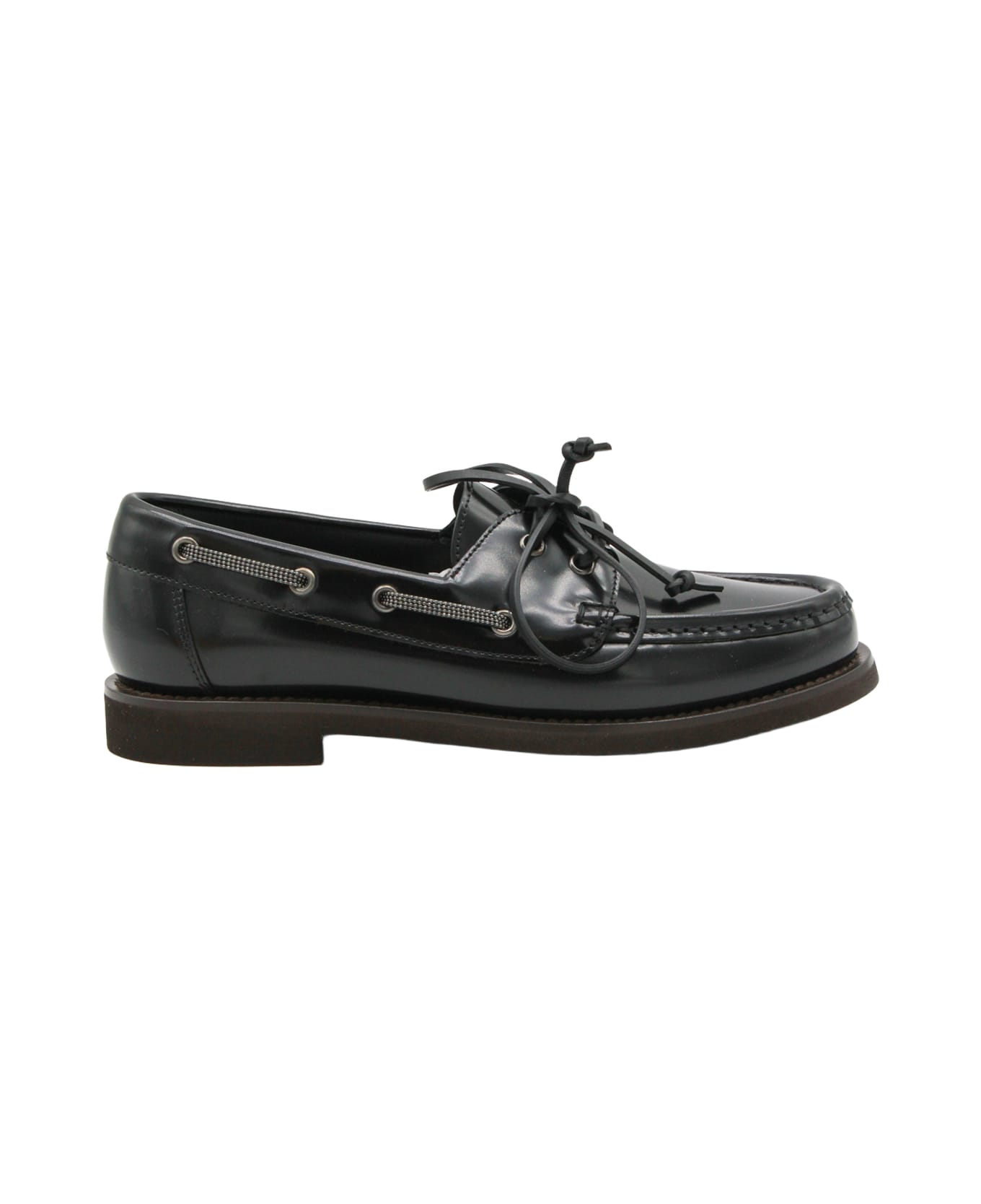 Brunello Cucinelli Black Leather Loafers - Black