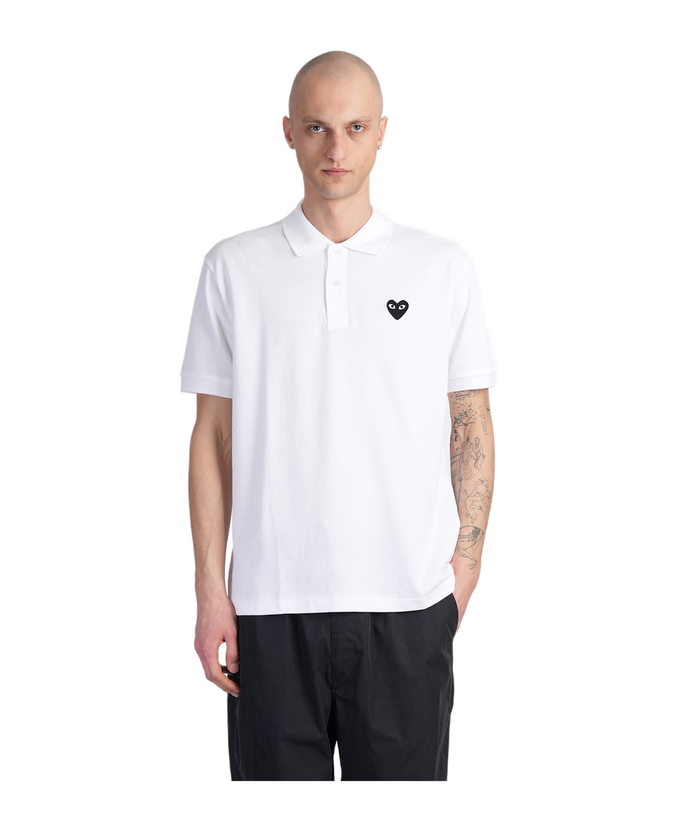 Comme des Garçons Play Polo In White Cotton - white