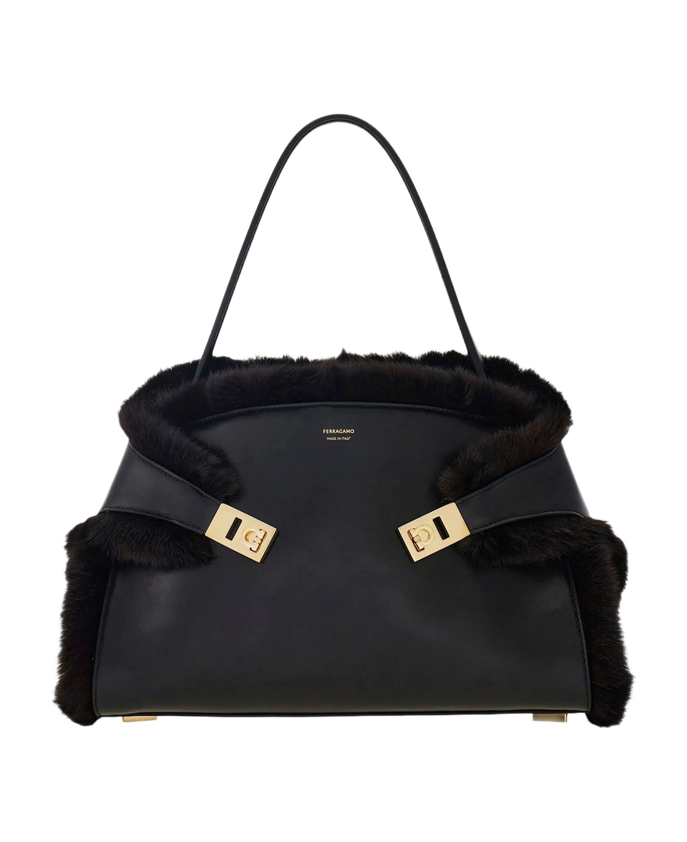 Ferragamo Hug Soft Shoulder Bag - Black