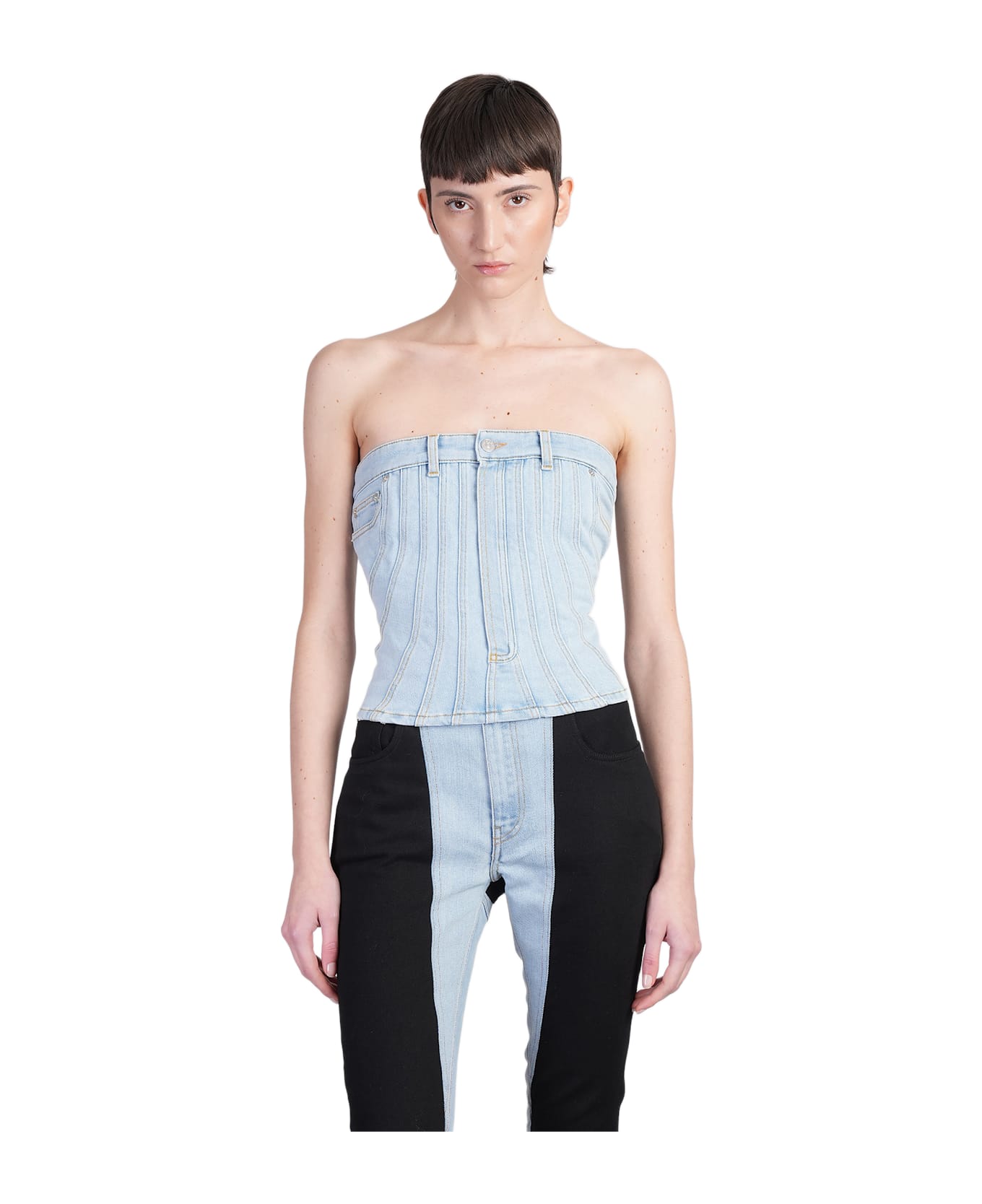 Mugler Topwear In Blue Denim - blue