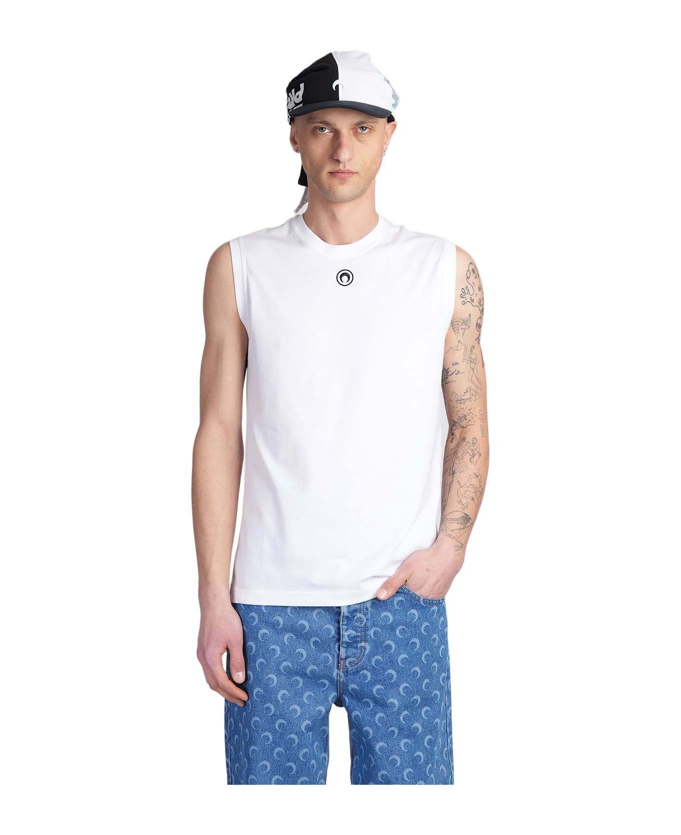 Marine Serre Tank Top In White Cotton - white タンクトップ