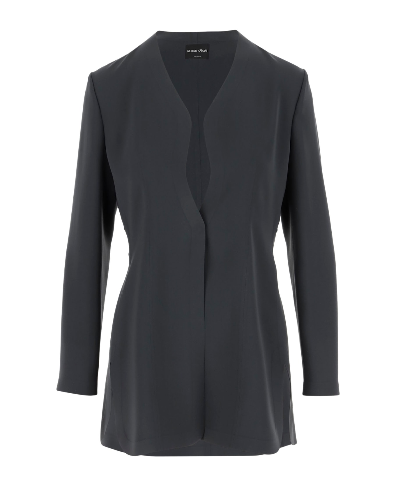 Giorgio Armani Single-breasted Jacket In Technical Cady - Grey
