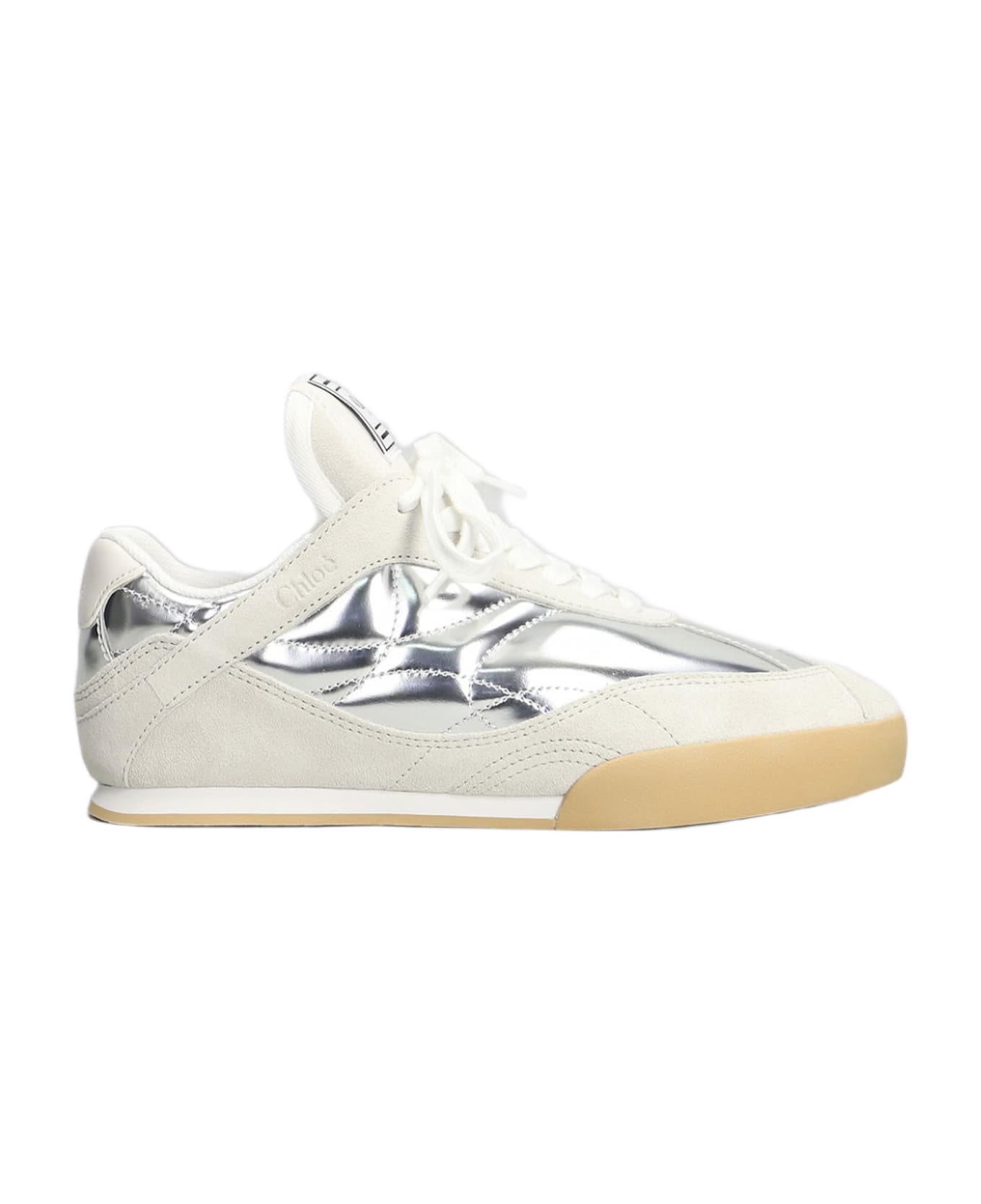 Chloé Kick Sneakers In Silver Suede And Leather - silver