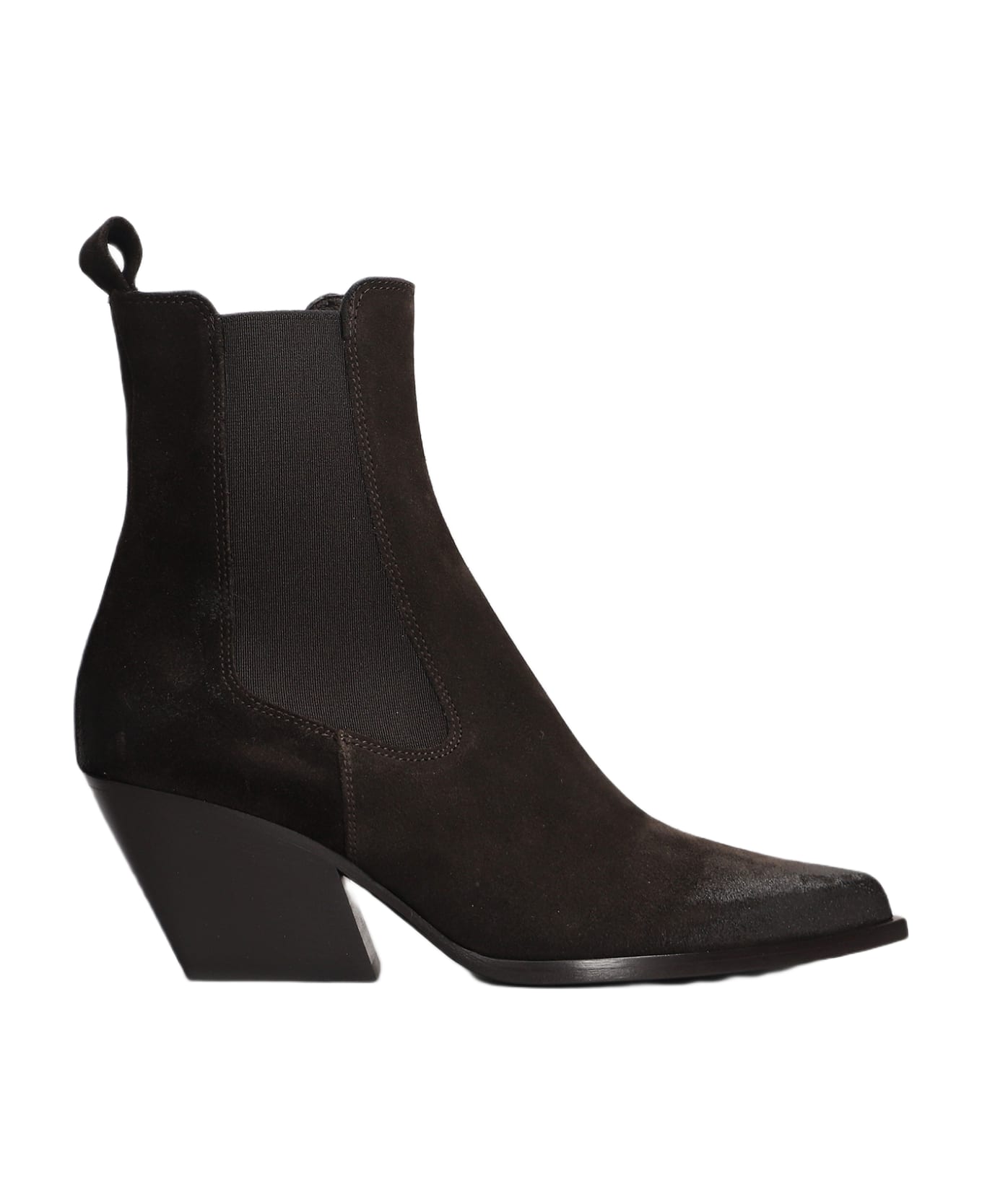 Elena Iachi Texan Ankle Boots In Brown Suede - brown