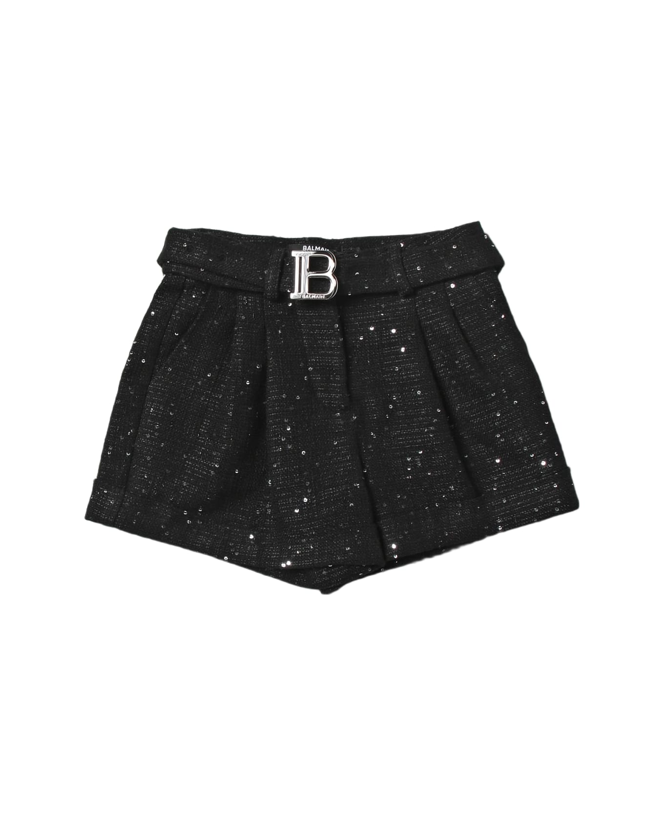 Balmain Sequin Embellished Smart Shorts - Black