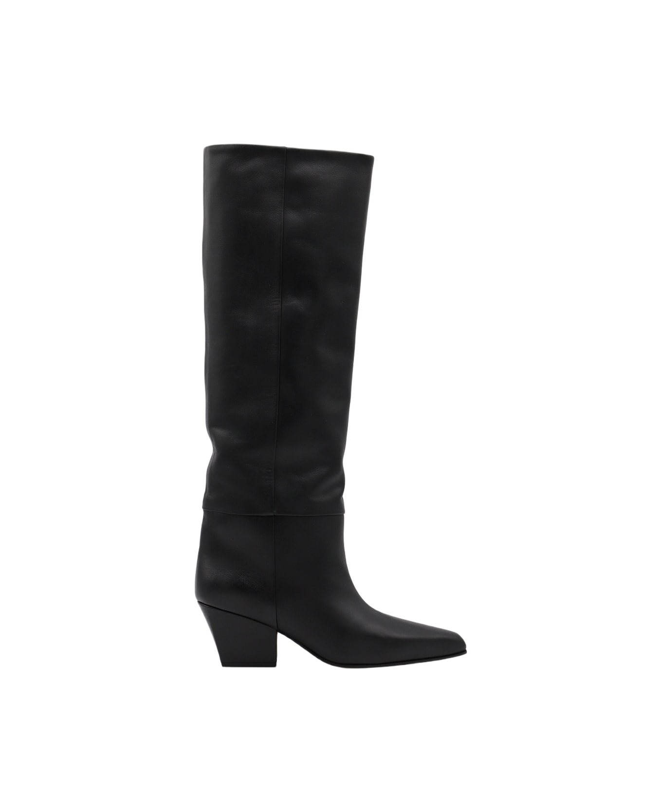 Paris Texas Black Leather Jane Boots - Black