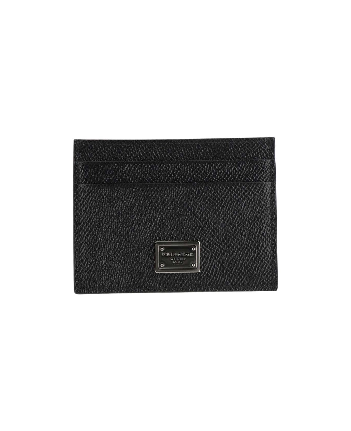 Dolce & Gabbana Leather Card Holder With Logo - Black